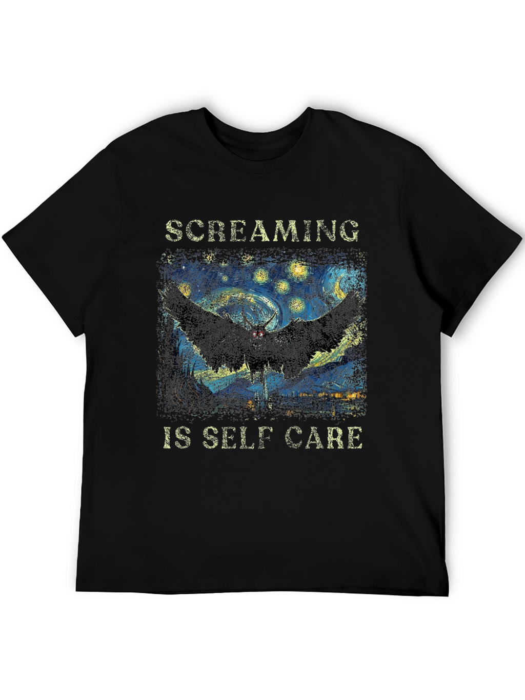 Screaming Is Self Care T-Shirt Starry Night Mothman Tee