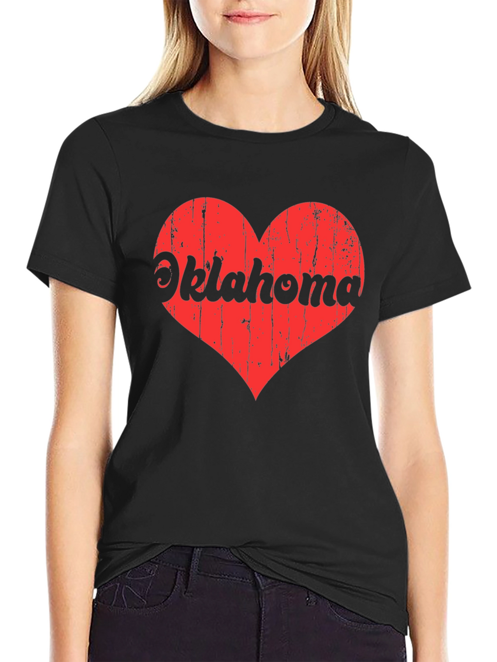 Oklahoma Heart Graphic Tee - Black Cotton T-Shirt