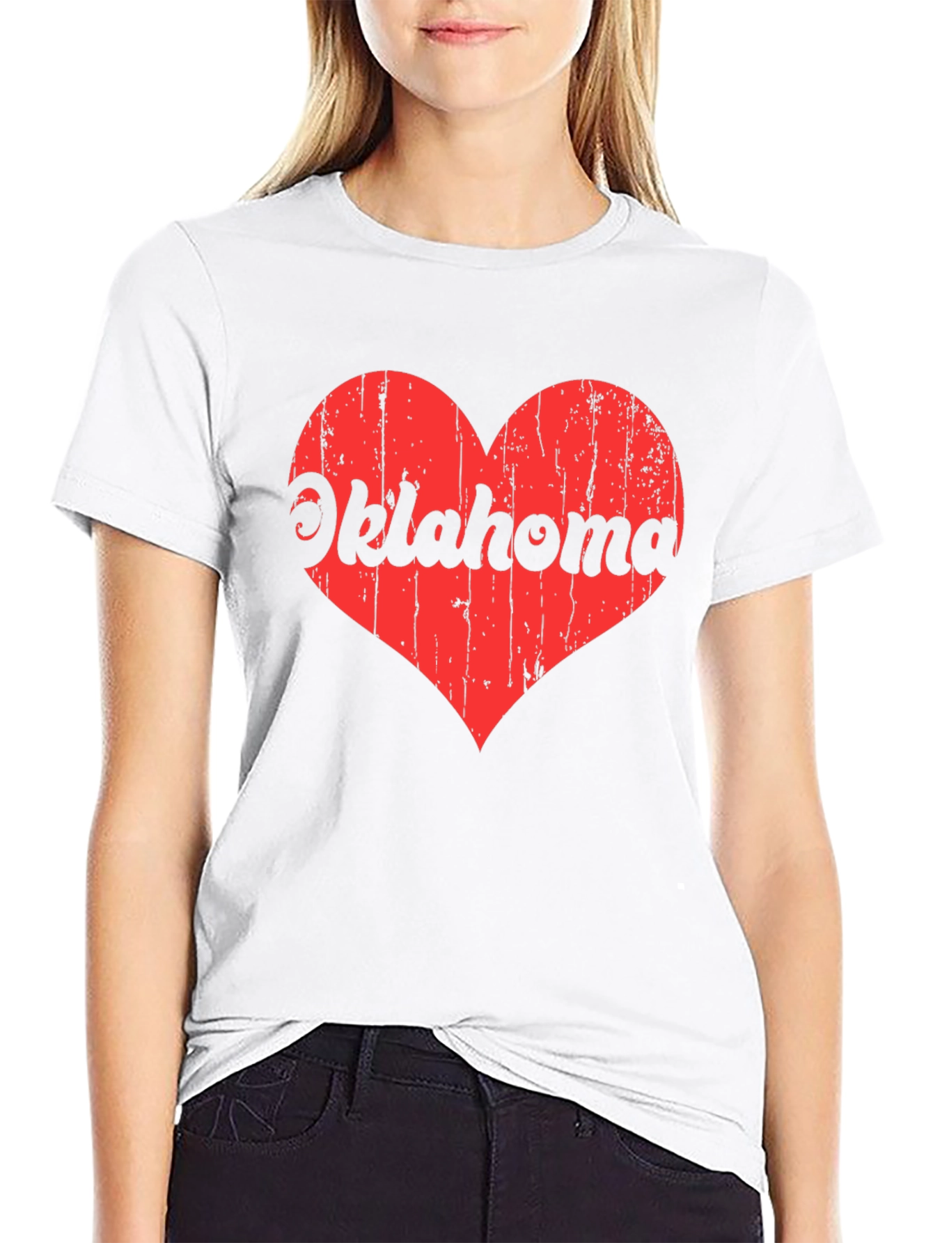 Oklahoma Heart Graphic Tee - Black Cotton T-Shirt