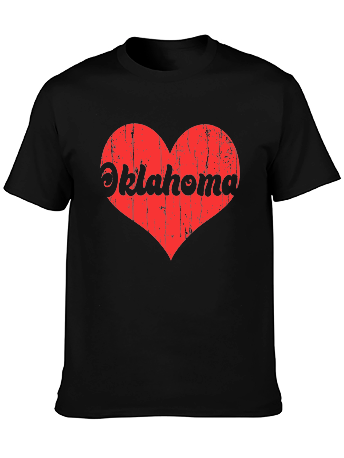 Oklahoma Heart Graphic Tee - Black Cotton T-Shirt