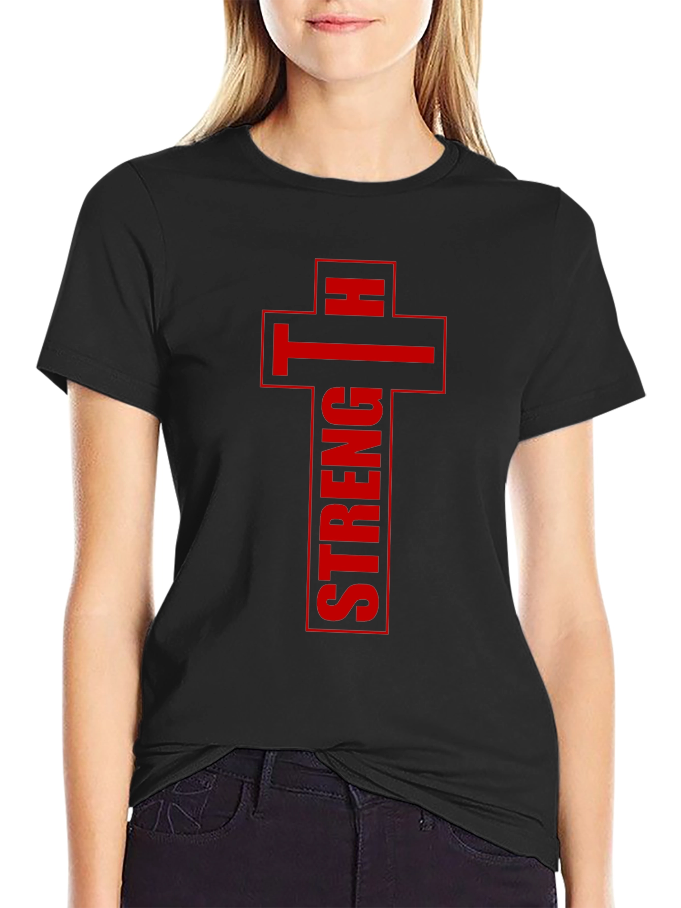 Strength Cross Graphic Print Mens T-Shirt