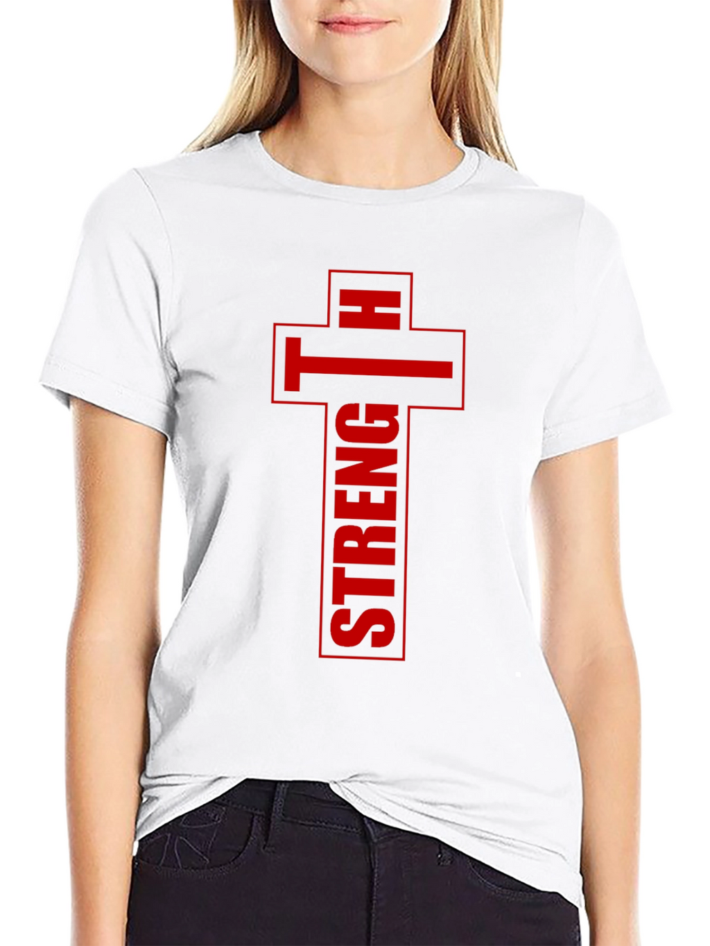 Strength Cross Graphic Print Mens T-Shirt