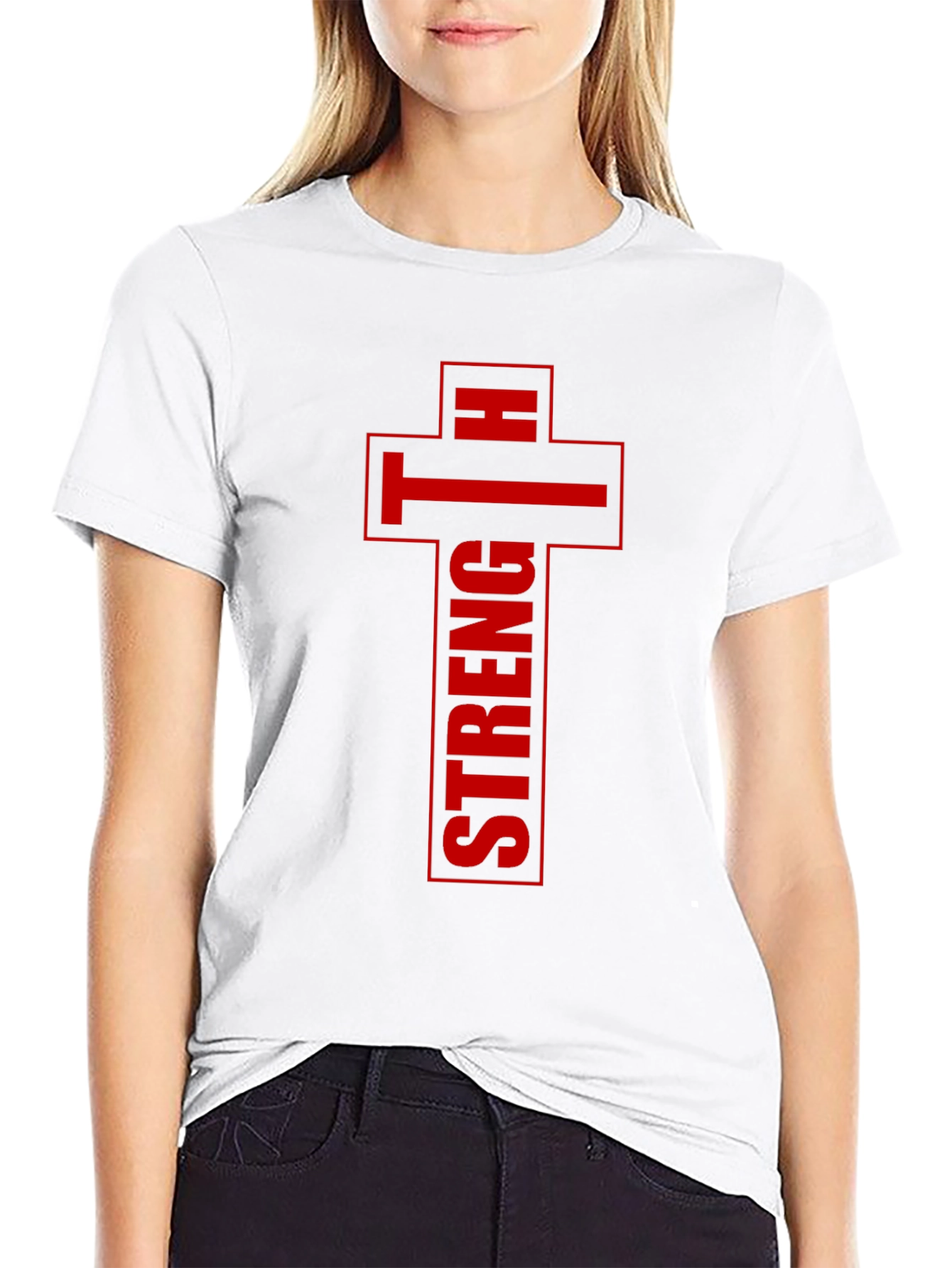 Strength Cross Graphic Print Mens T-Shirt