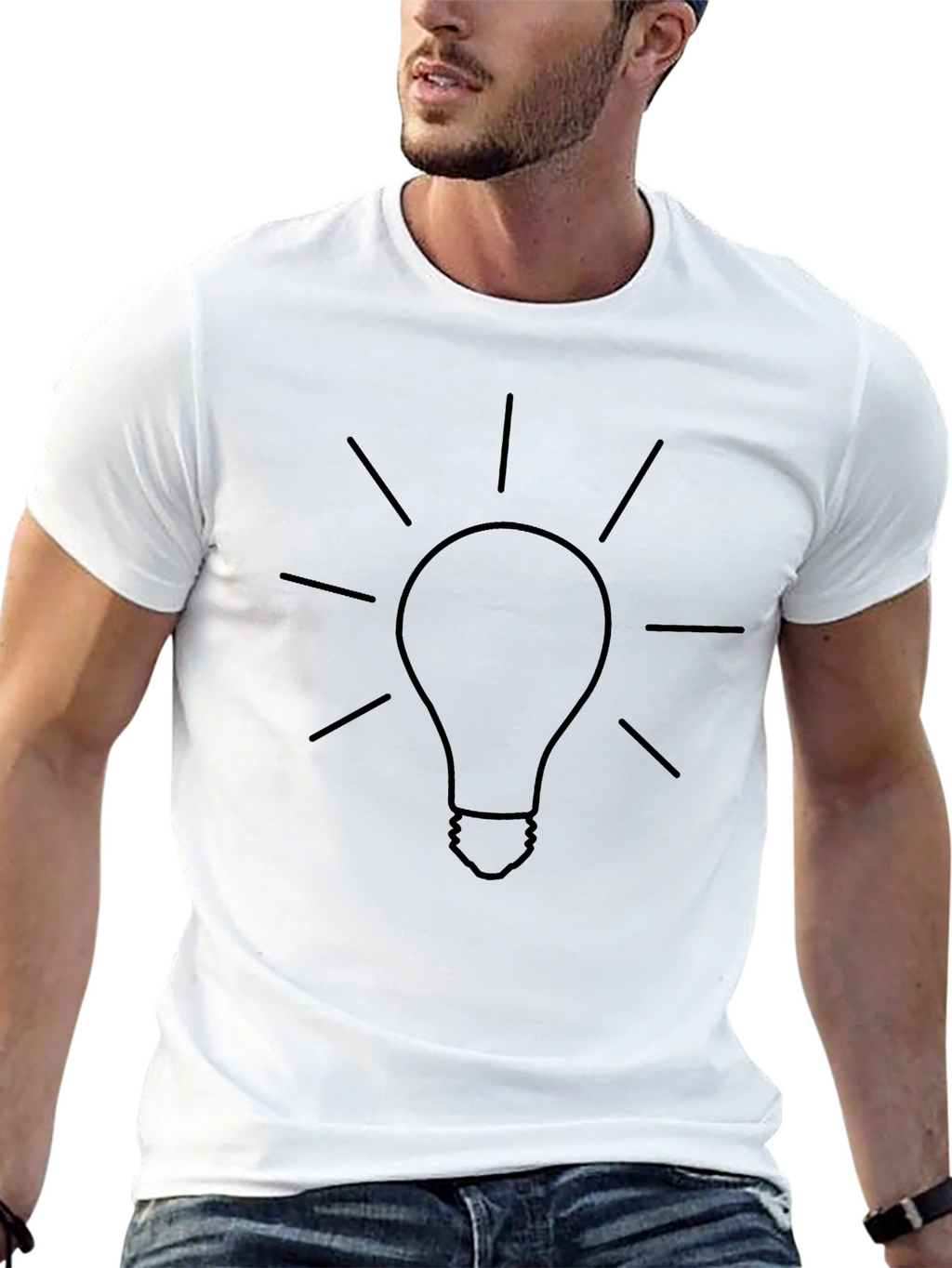Idea Bulb Graphic Tee - Black Cotton T-Shirt