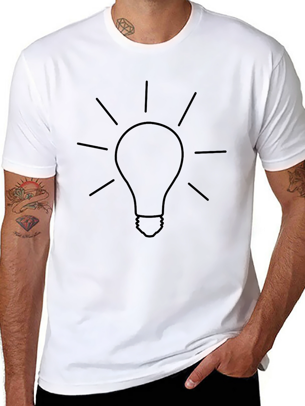 Idea Bulb Graphic Tee - Black Cotton T-Shirt