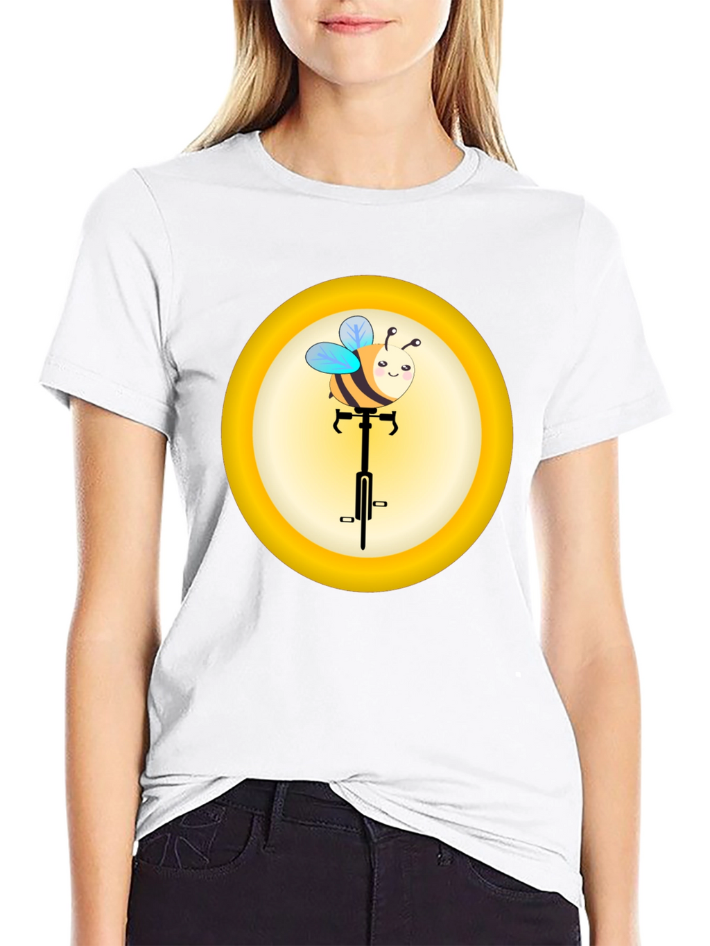 Cute Bee on Unicycle Graphic T-Shirt
