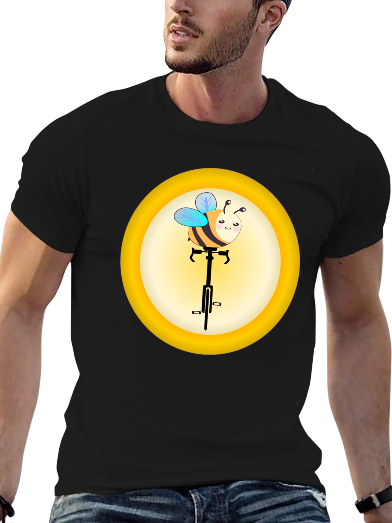 Cute Bee on Unicycle Graphic T-Shirt