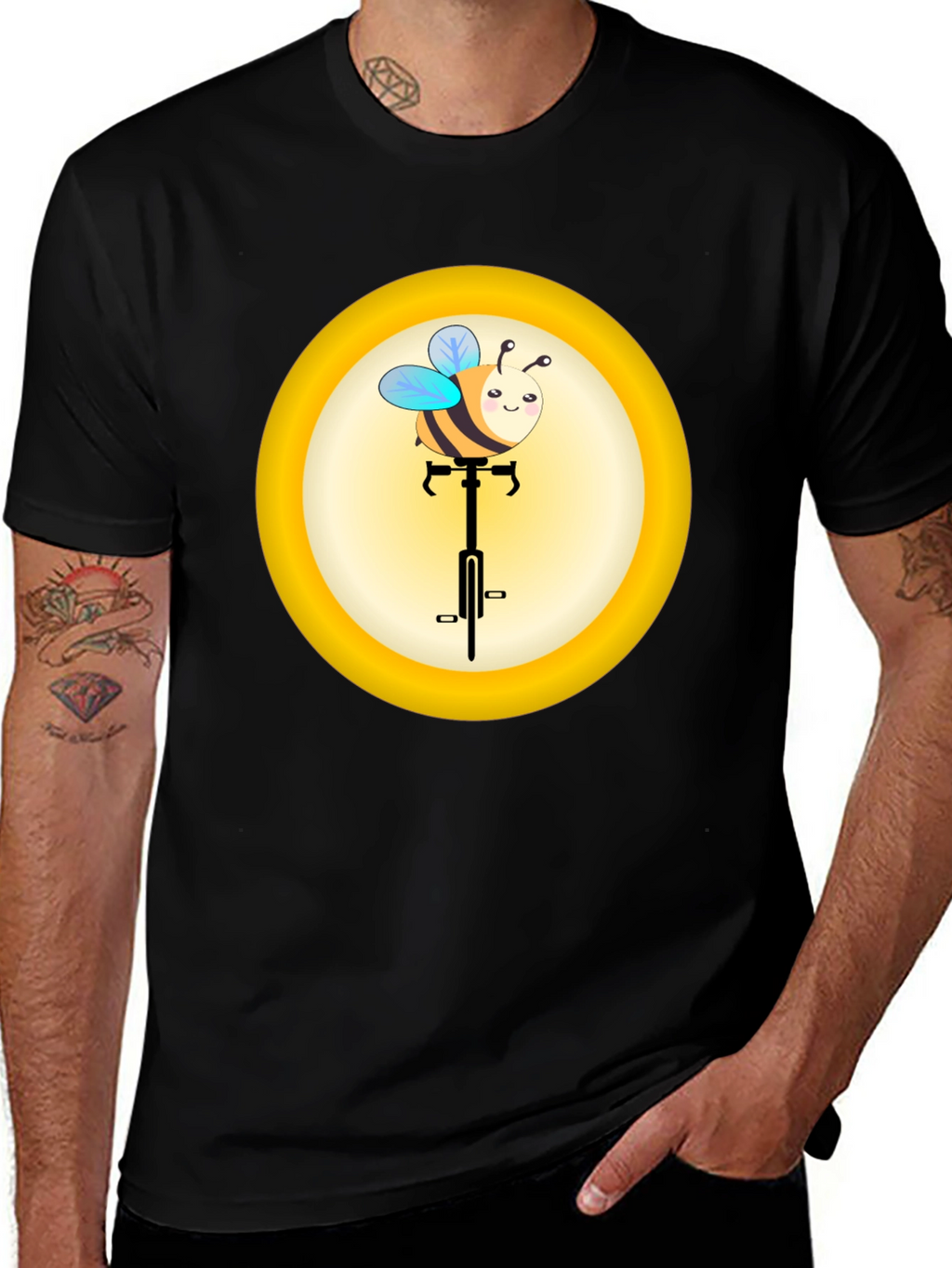 Cute Bee on Unicycle Graphic T-Shirt