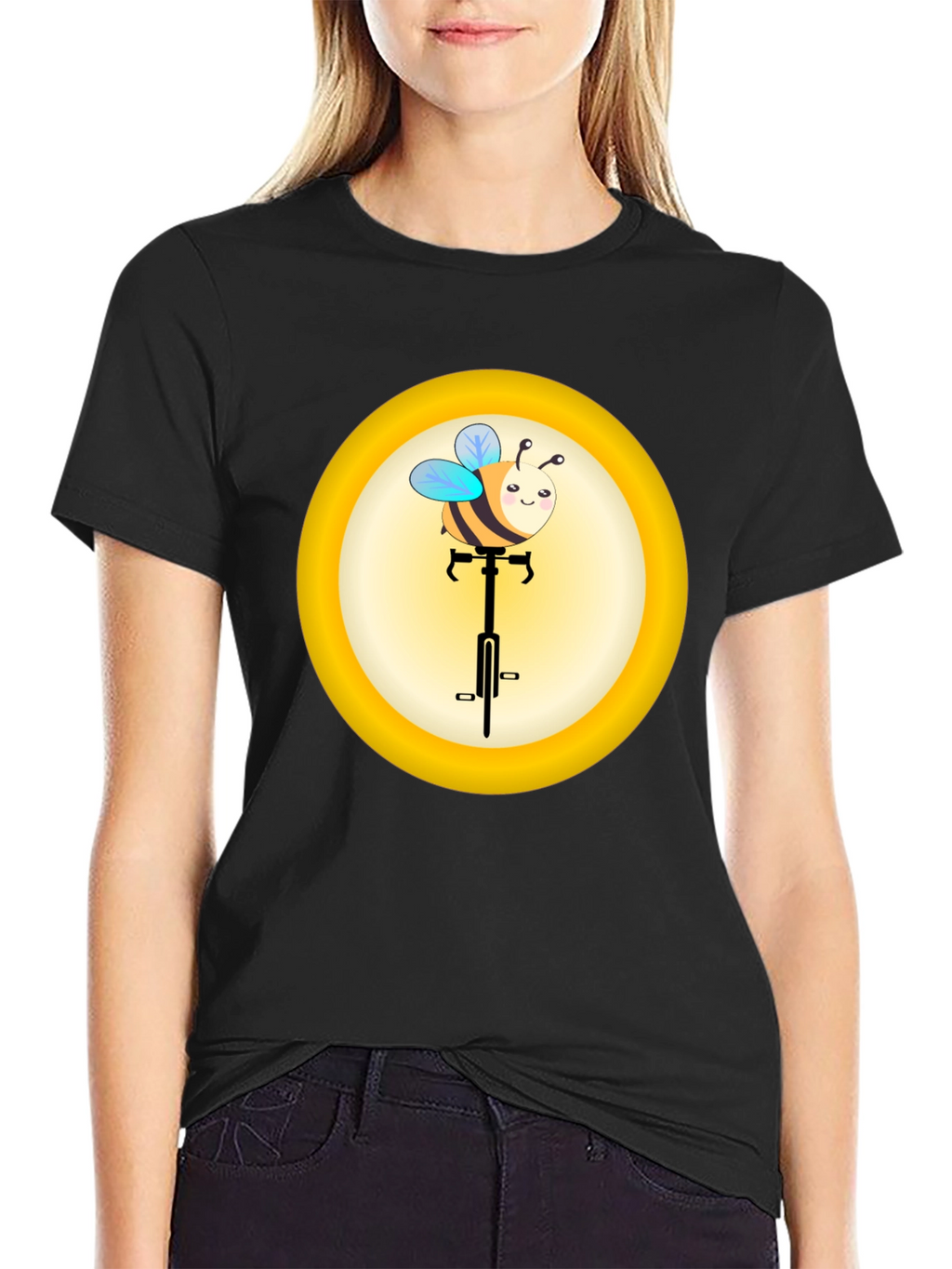 Cute Bee on Unicycle Graphic T-Shirt