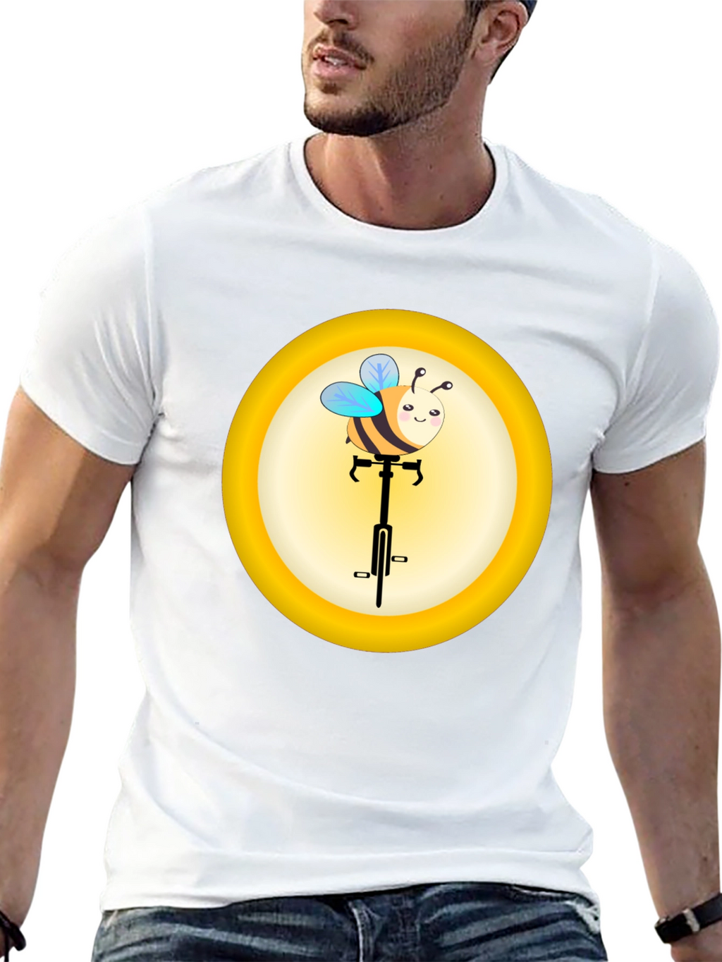 Cute Bee on Unicycle Graphic T-Shirt