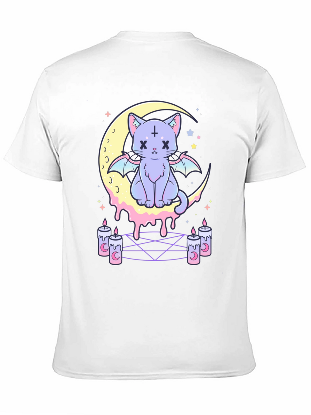 Gothic Cat Moon T-Shirt - Pastel Goth Style