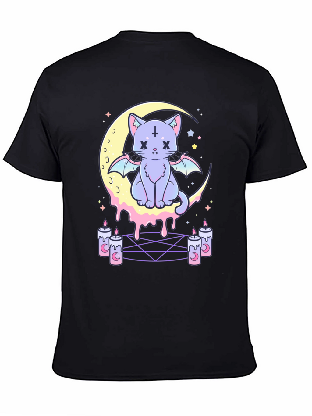 Gothic Cat Moon T-Shirt - Pastel Goth Style