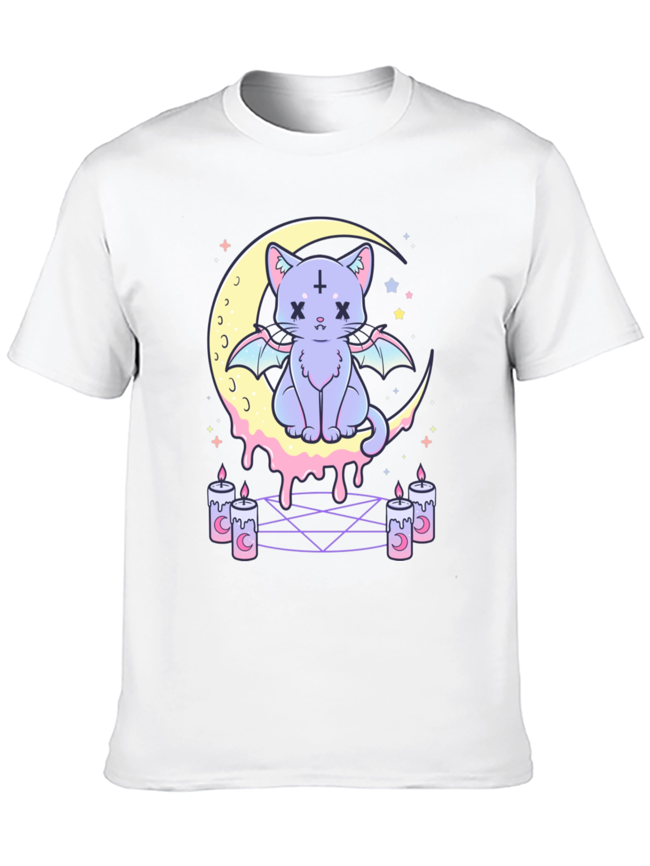 Gothic Cat Moon T-Shirt - Pastel Goth Style