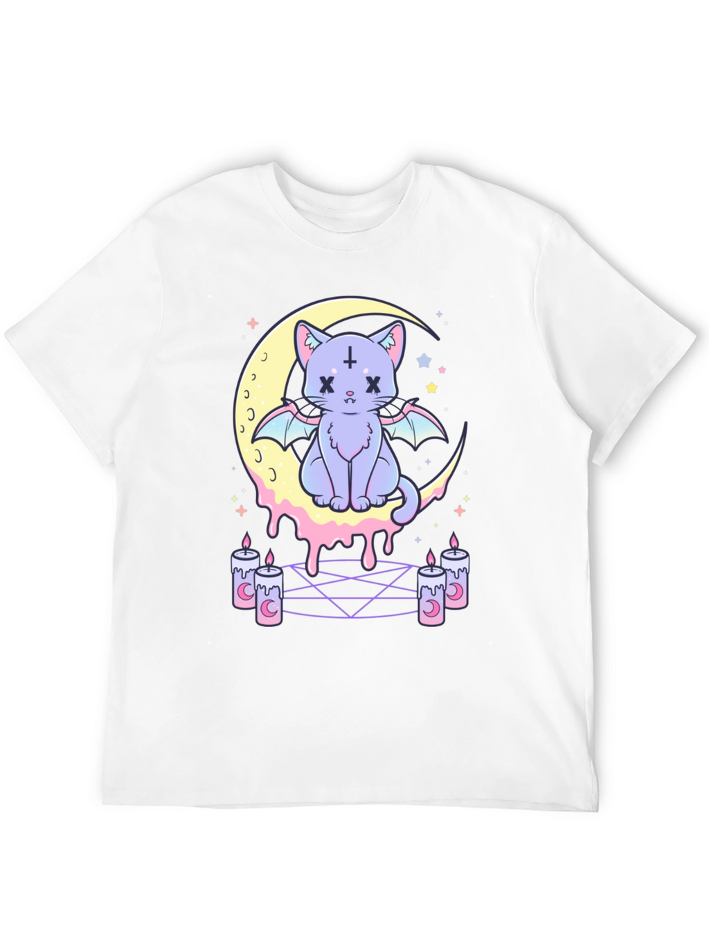 Gothic Cat Moon T-Shirt - Pastel Goth Style