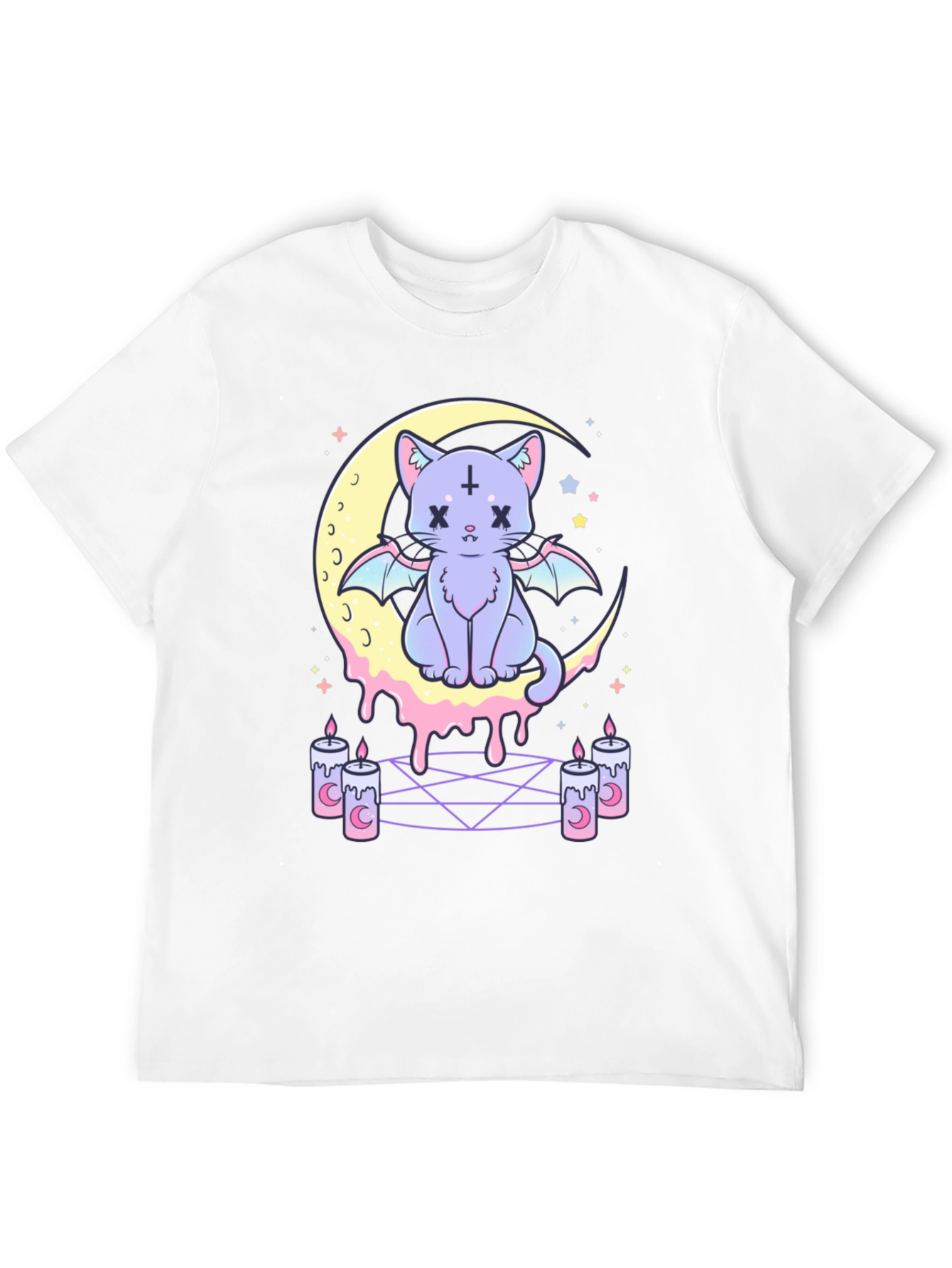 Gothic Cat Moon T-Shirt - Pastel Goth Style