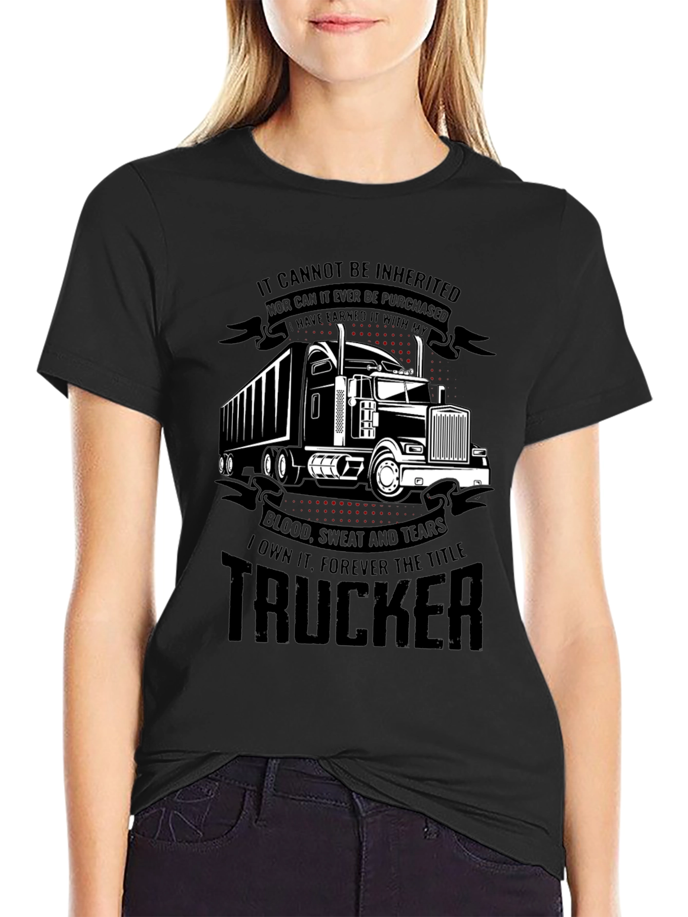 Trucker Earned Black T-Shirt