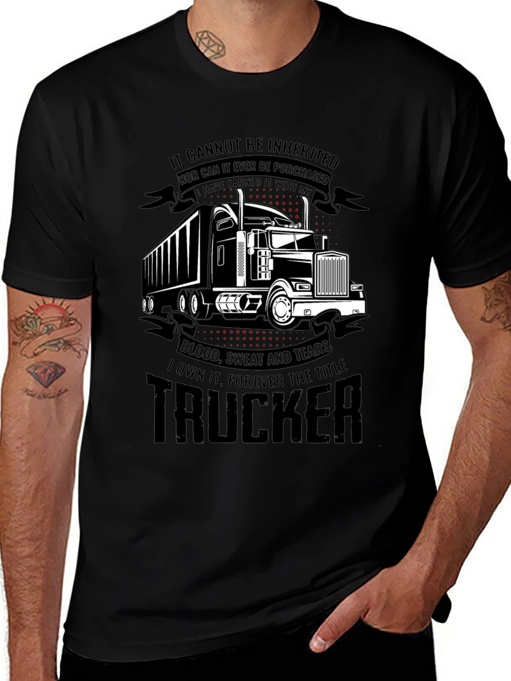 Trucker Earned Black T-Shirt