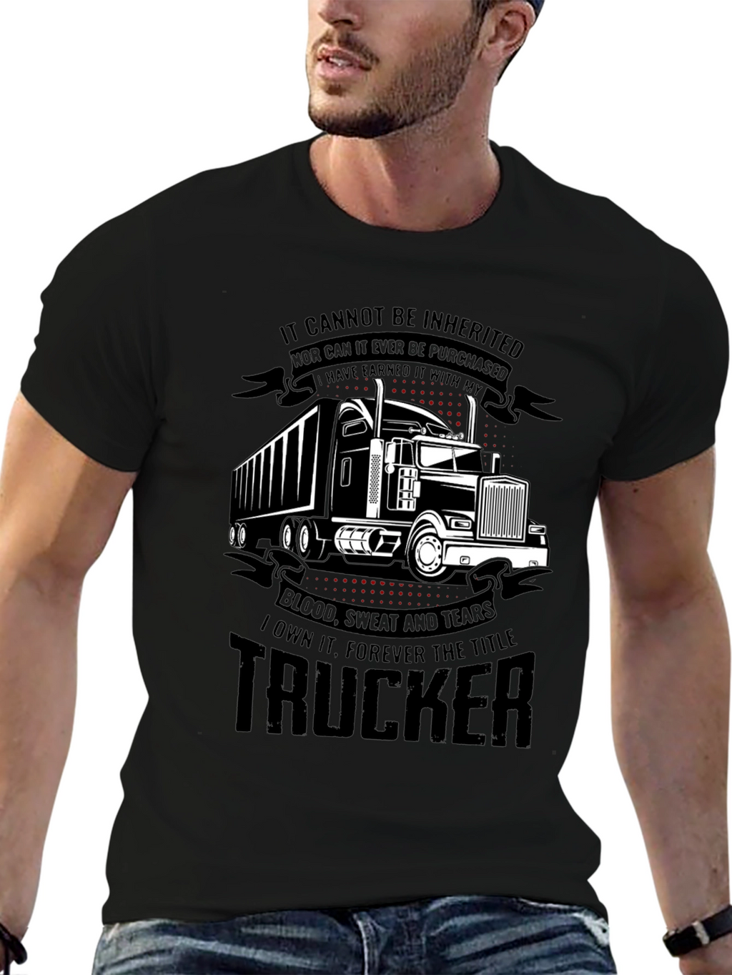 Trucker Earned Black T-Shirt