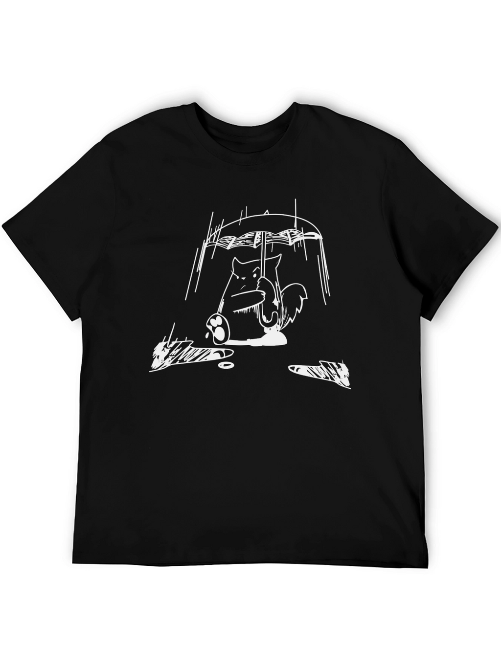 Rainy Day Totoro Black T-Shirt