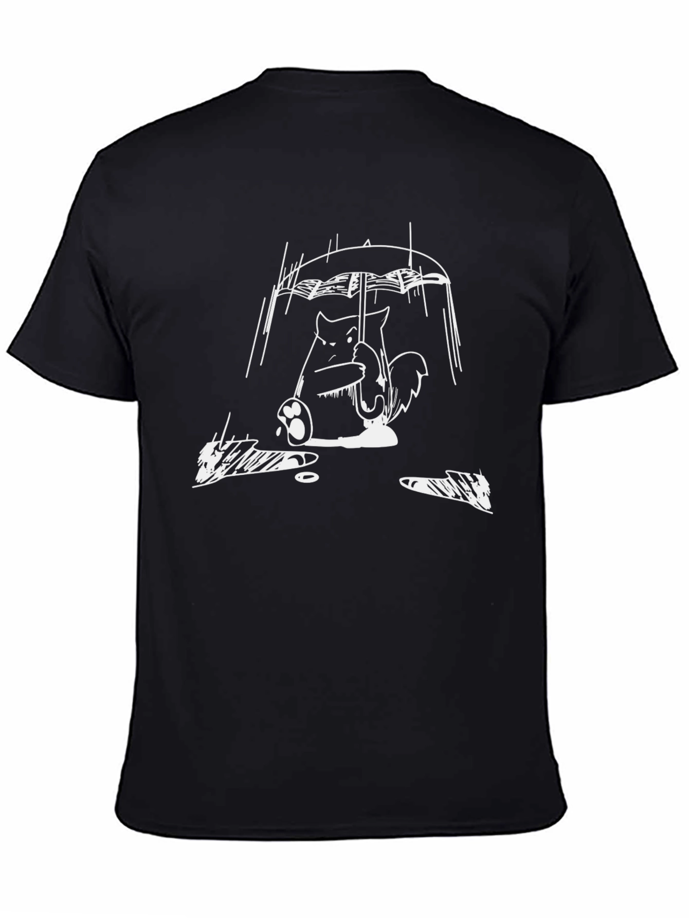 Rainy Day Totoro Black T-Shirt