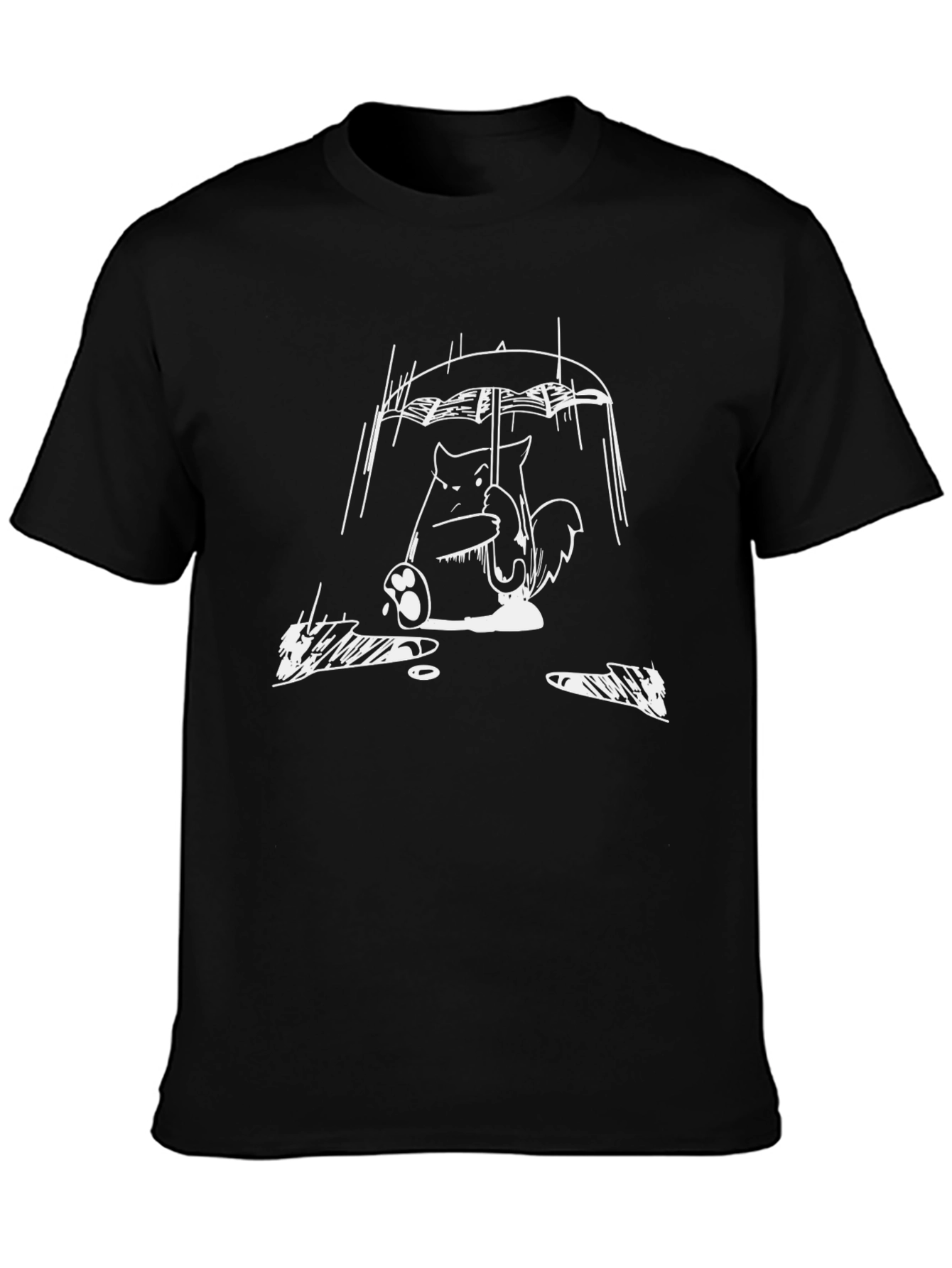 Rainy Day Totoro Black T-Shirt