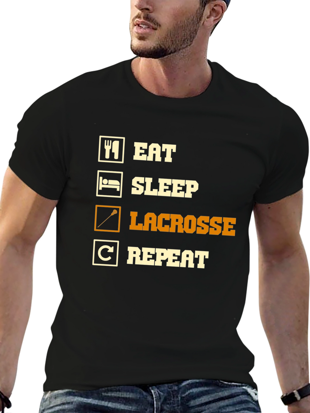 Eat Sleep Lacrosse Repeat Graphic Tee