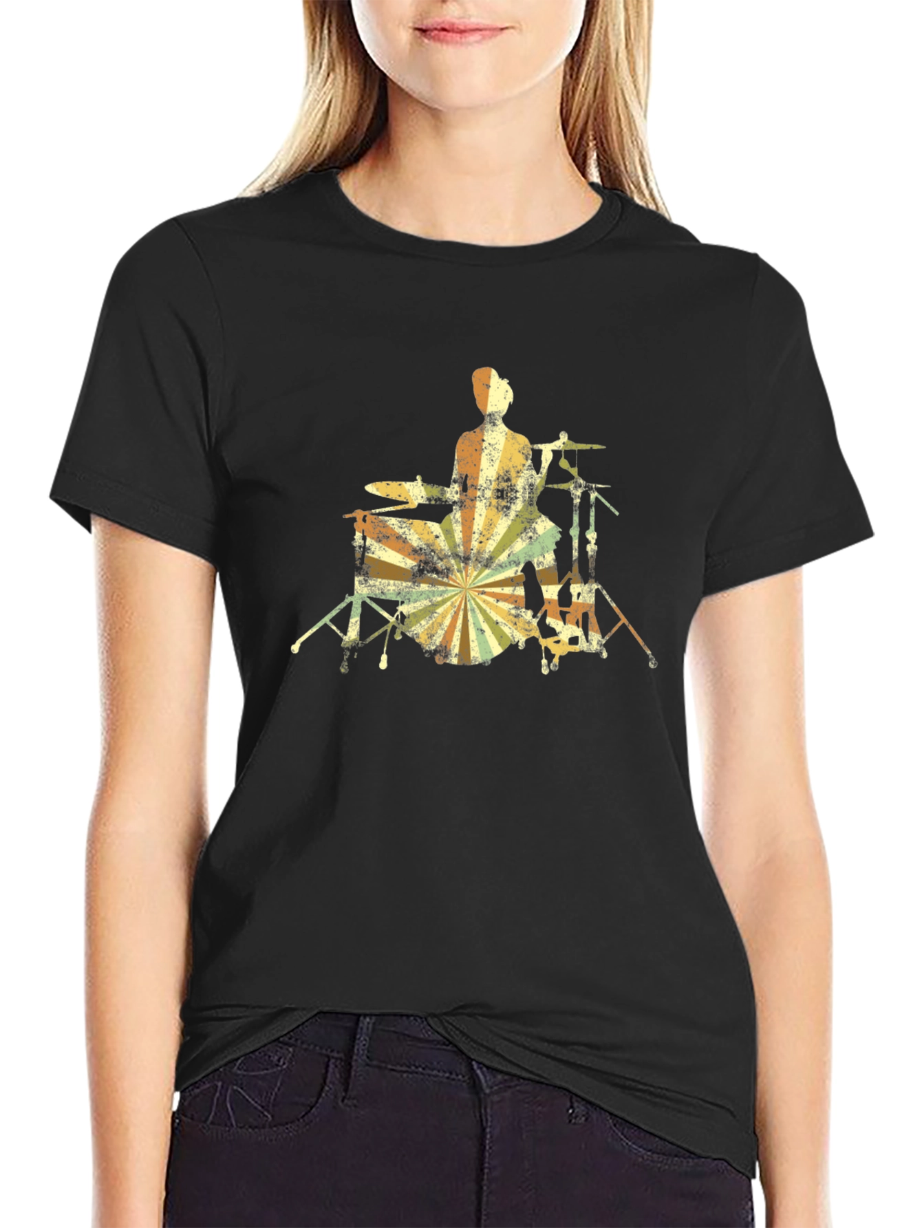 Retro Drummer T-Shirt - Vintage Music Tee
