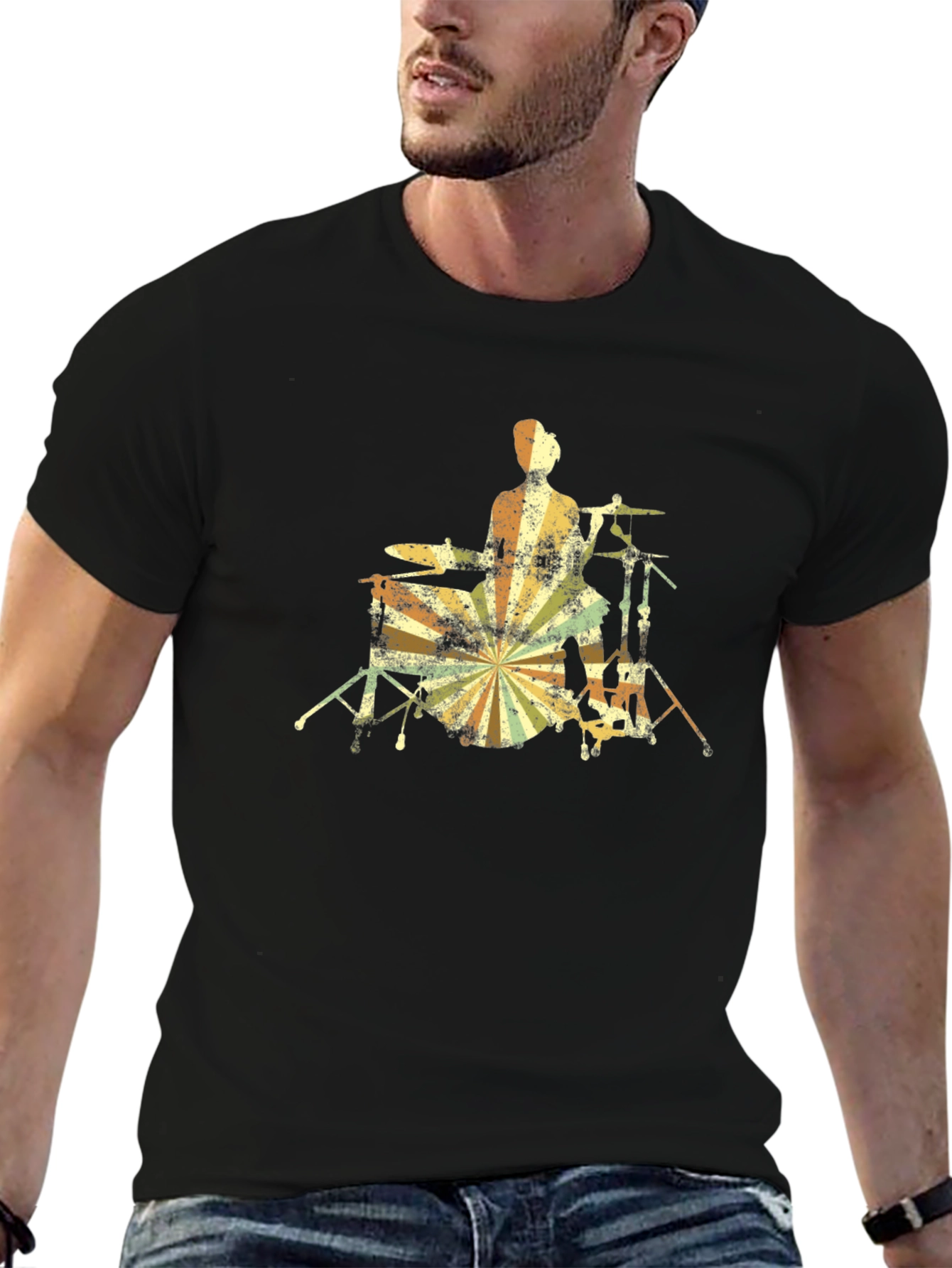Retro Drummer T-Shirt - Vintage Music Tee
