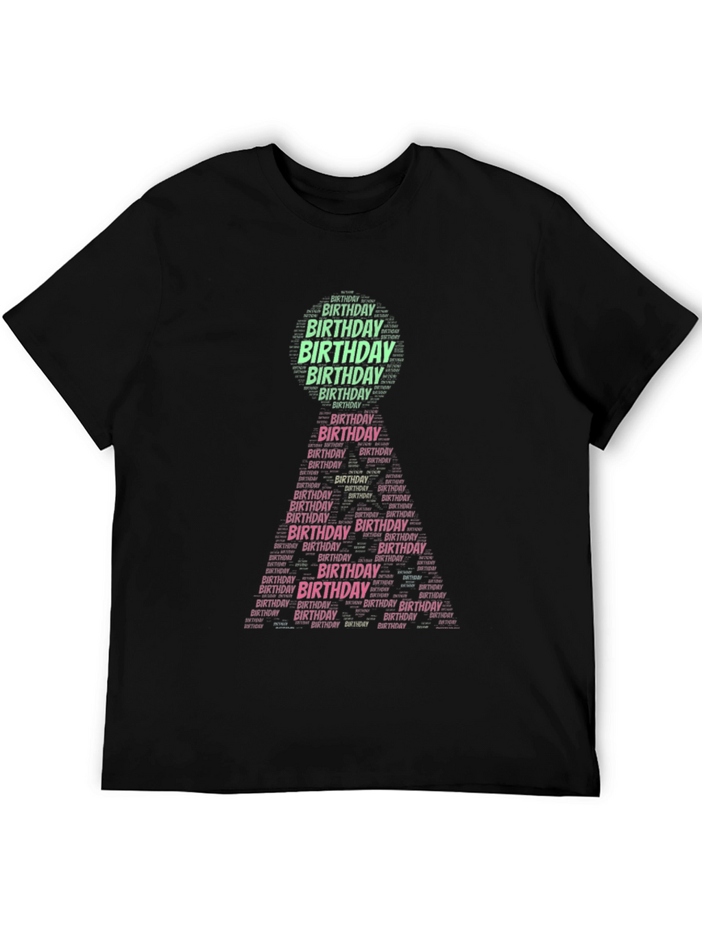 Birthday Word Art T-Shirt - Black