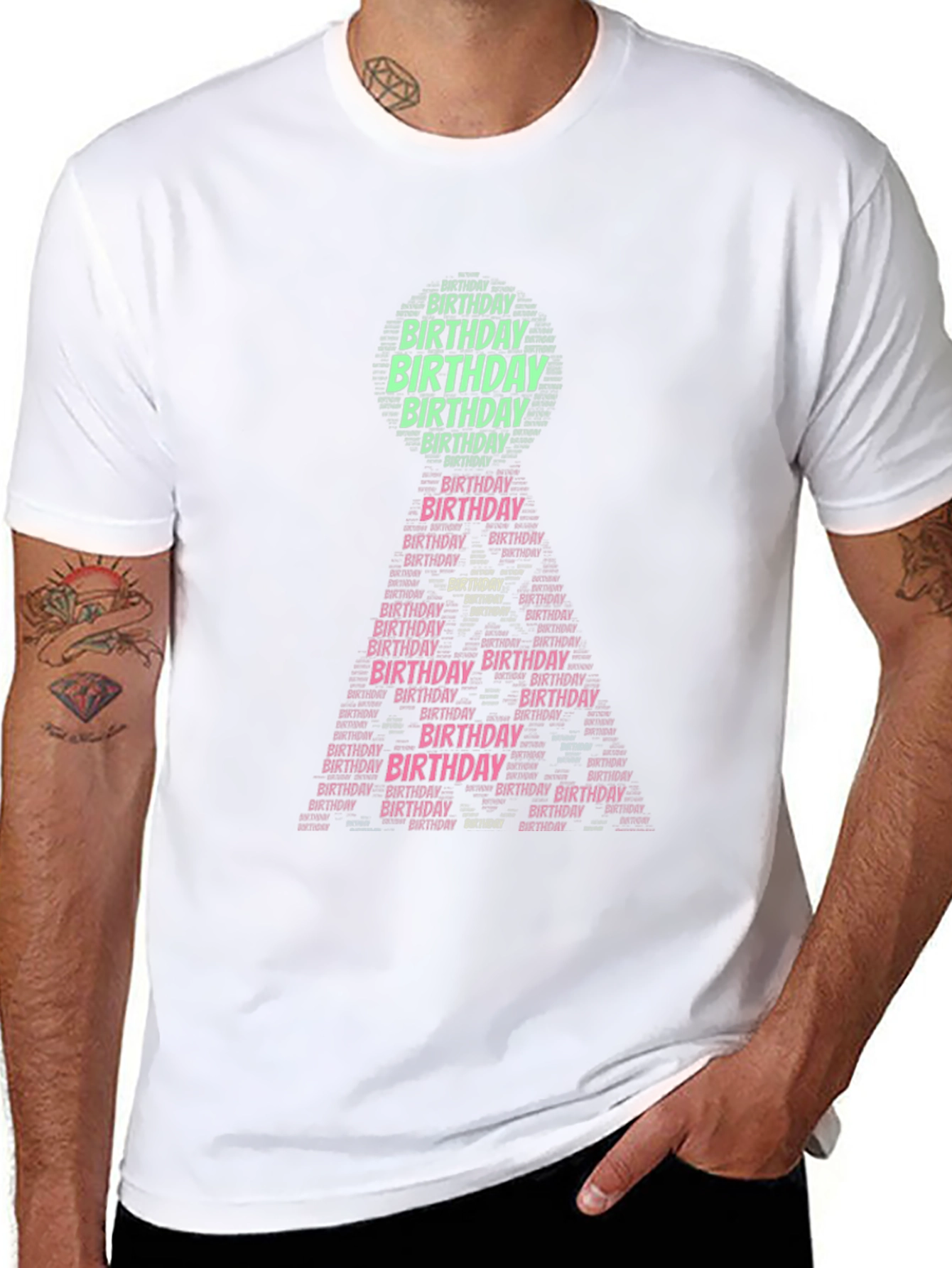 Birthday Word Art T-Shirt - Black