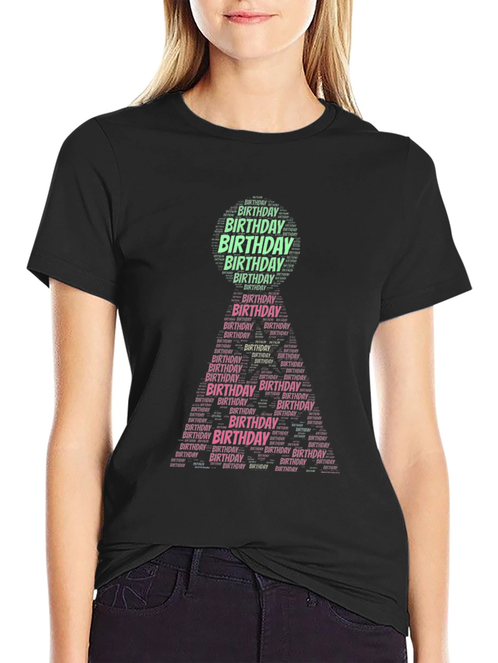 Birthday Word Art T-Shirt - Black