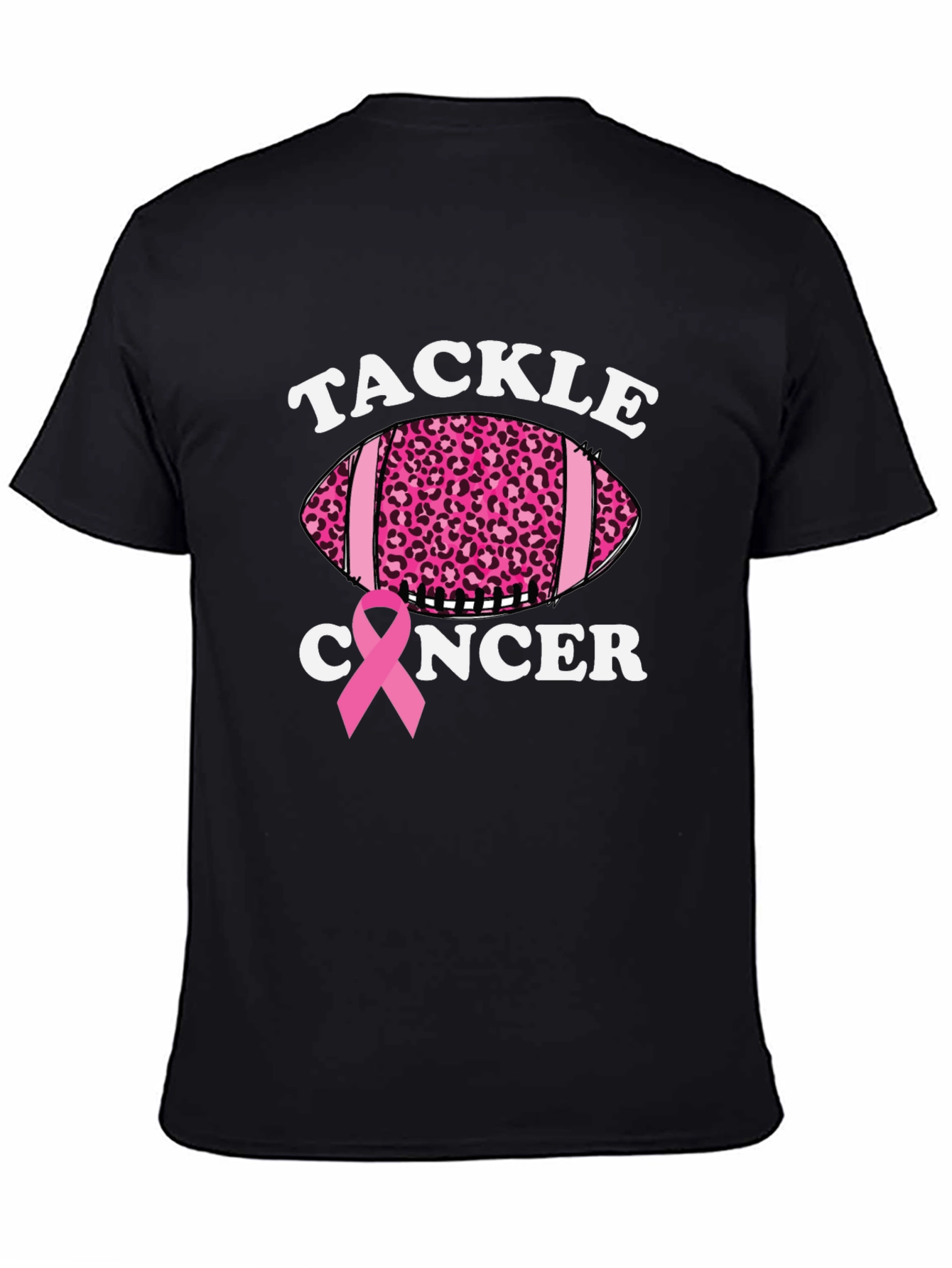 Tackle Cancer Football Tee - Pink Ribbon Support
