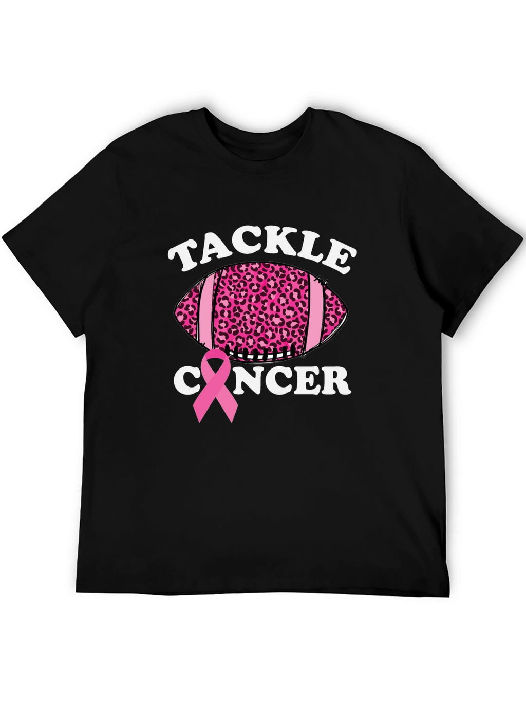Tackle Cancer Football Tee - Pink Ribbon Support
