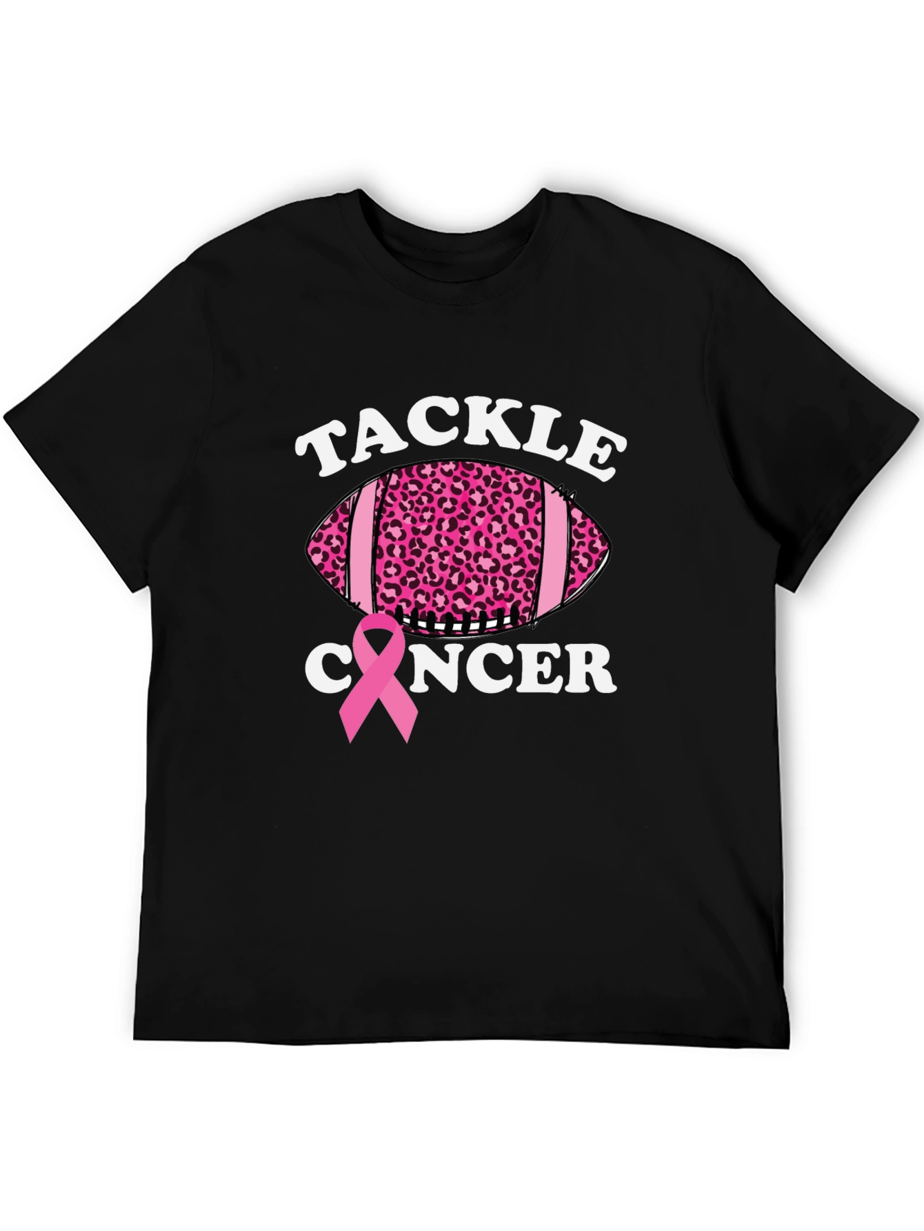 Tackle Cancer Football Tee - Pink Ribbon Support
