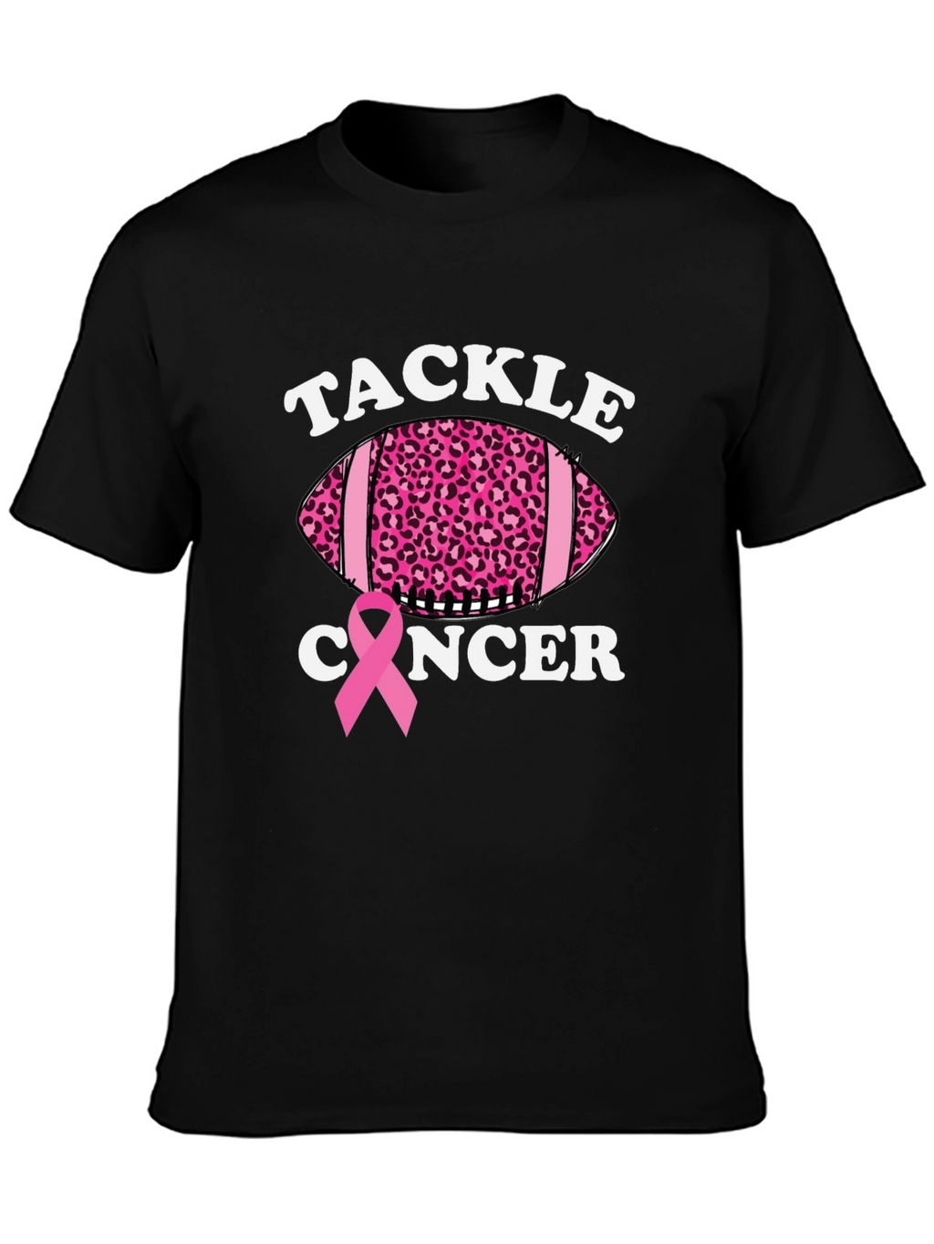 Tackle Cancer Football Tee - Pink Ribbon Support