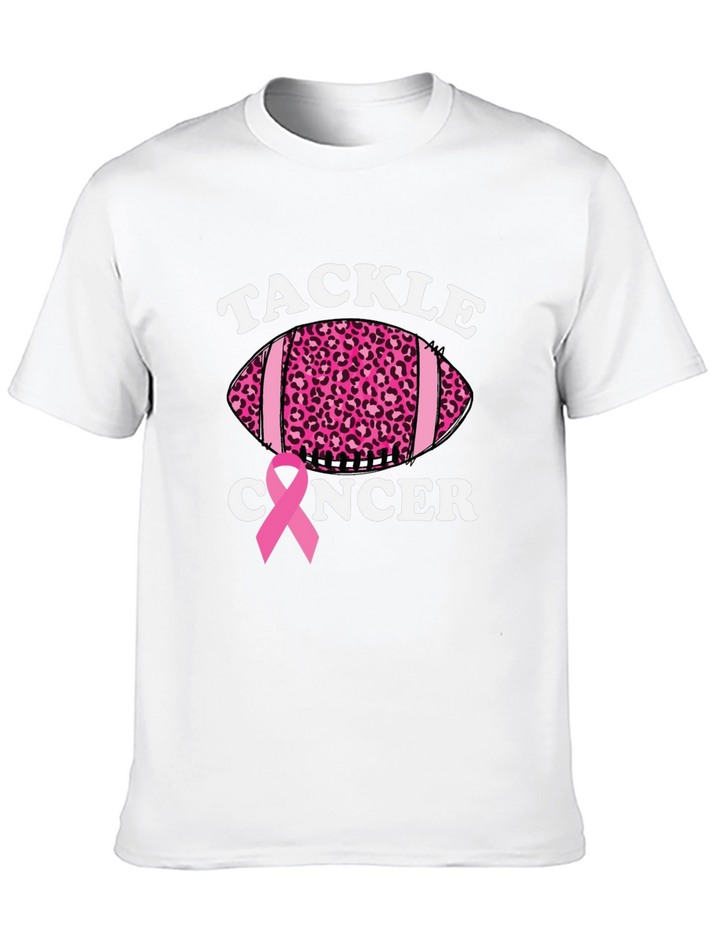 Tackle Cancer Football Tee - Pink Ribbon Support