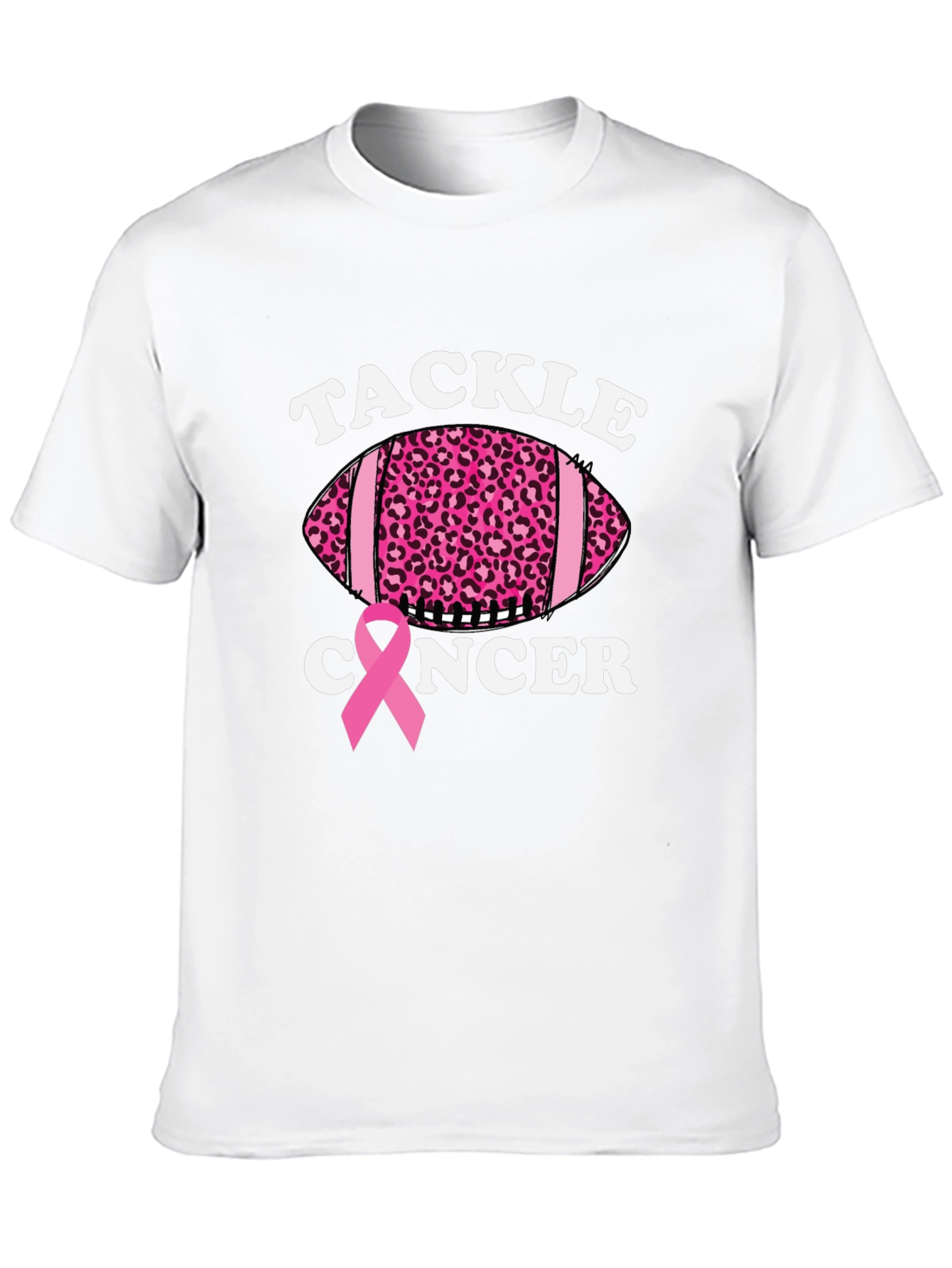 Tackle Cancer Football Tee - Pink Ribbon Support