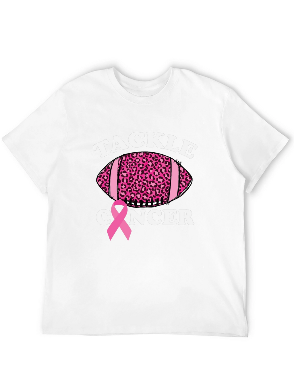 Tackle Cancer Football Tee - Pink Ribbon Support