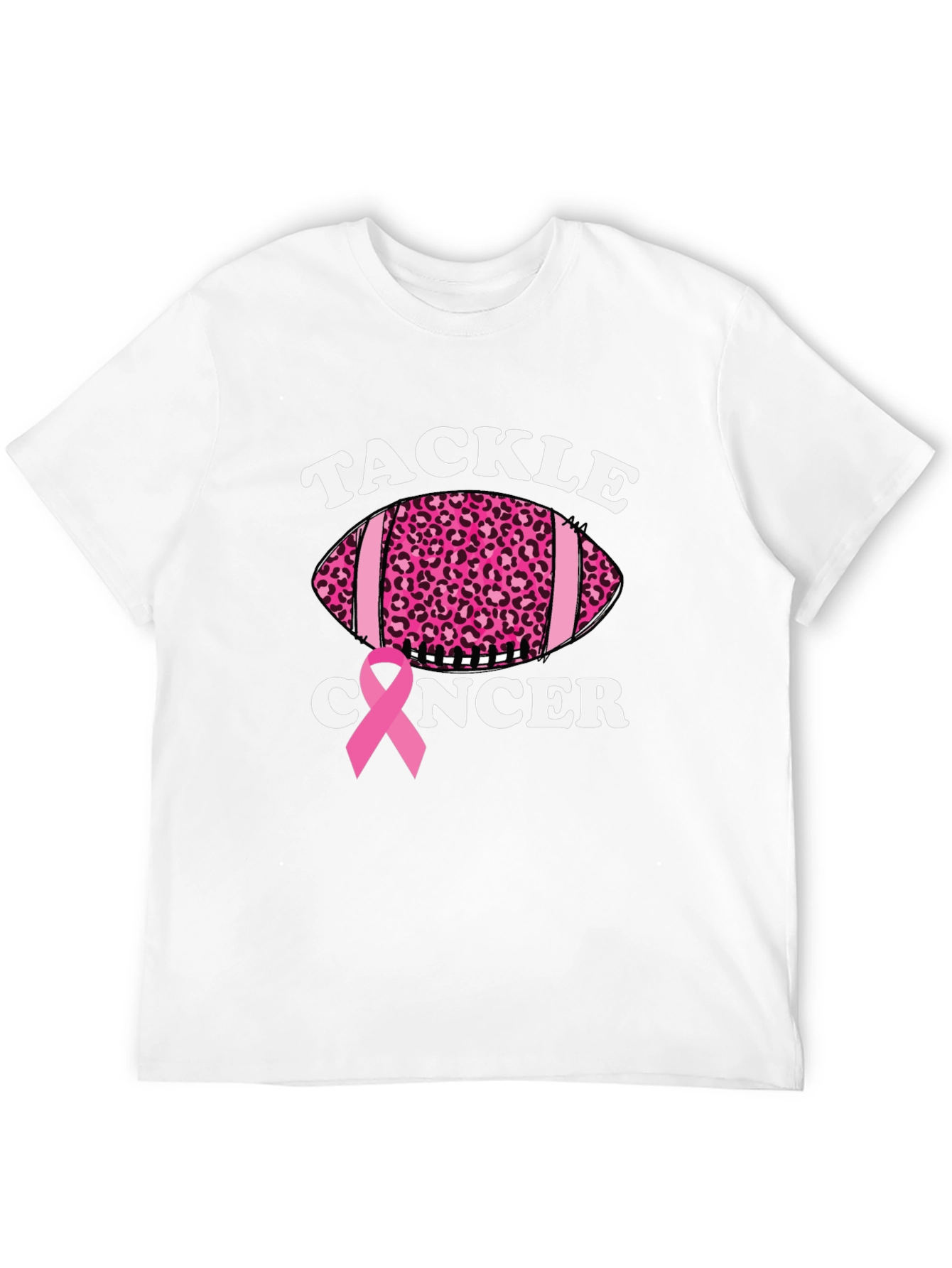 Tackle Cancer Football Tee - Pink Ribbon Support
