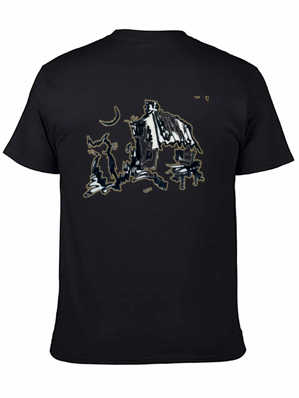 Abstract Sketch Graphic Black T-Shirt