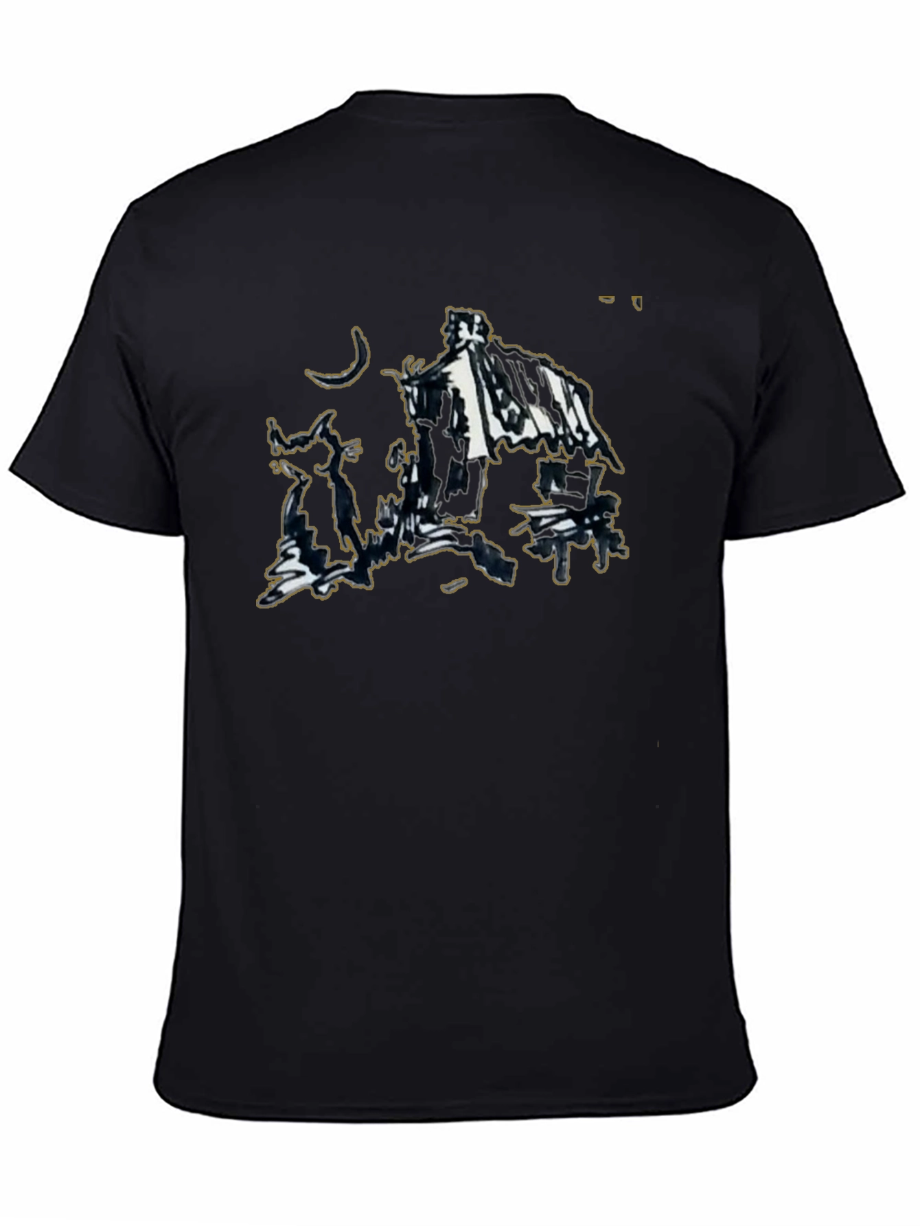Abstract Sketch Graphic Black T-Shirt