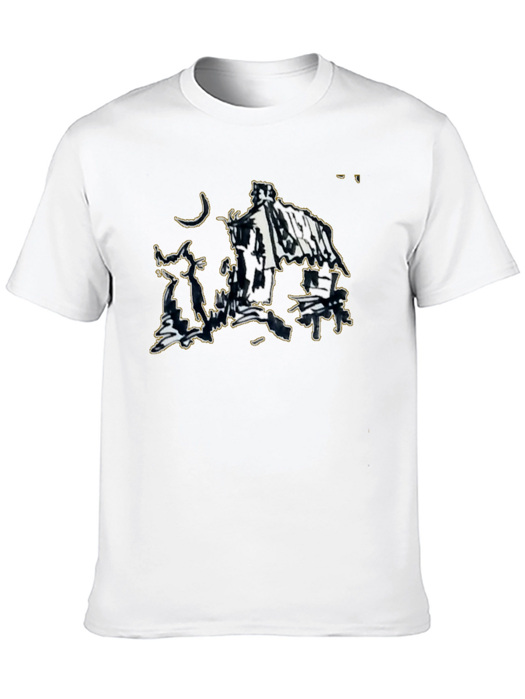 Abstract Sketch Graphic Black T-Shirt