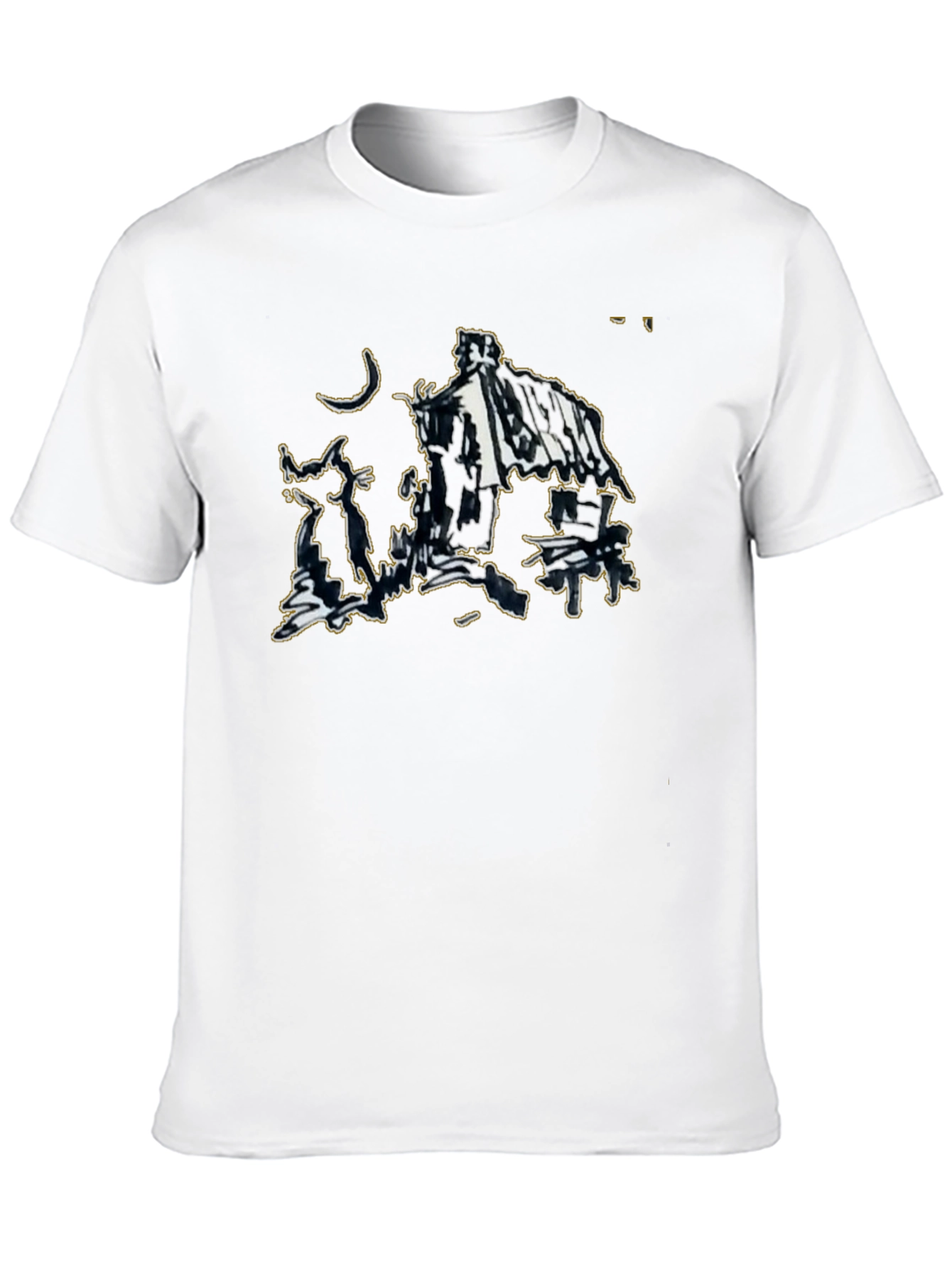 Abstract Sketch Graphic Black T-Shirt