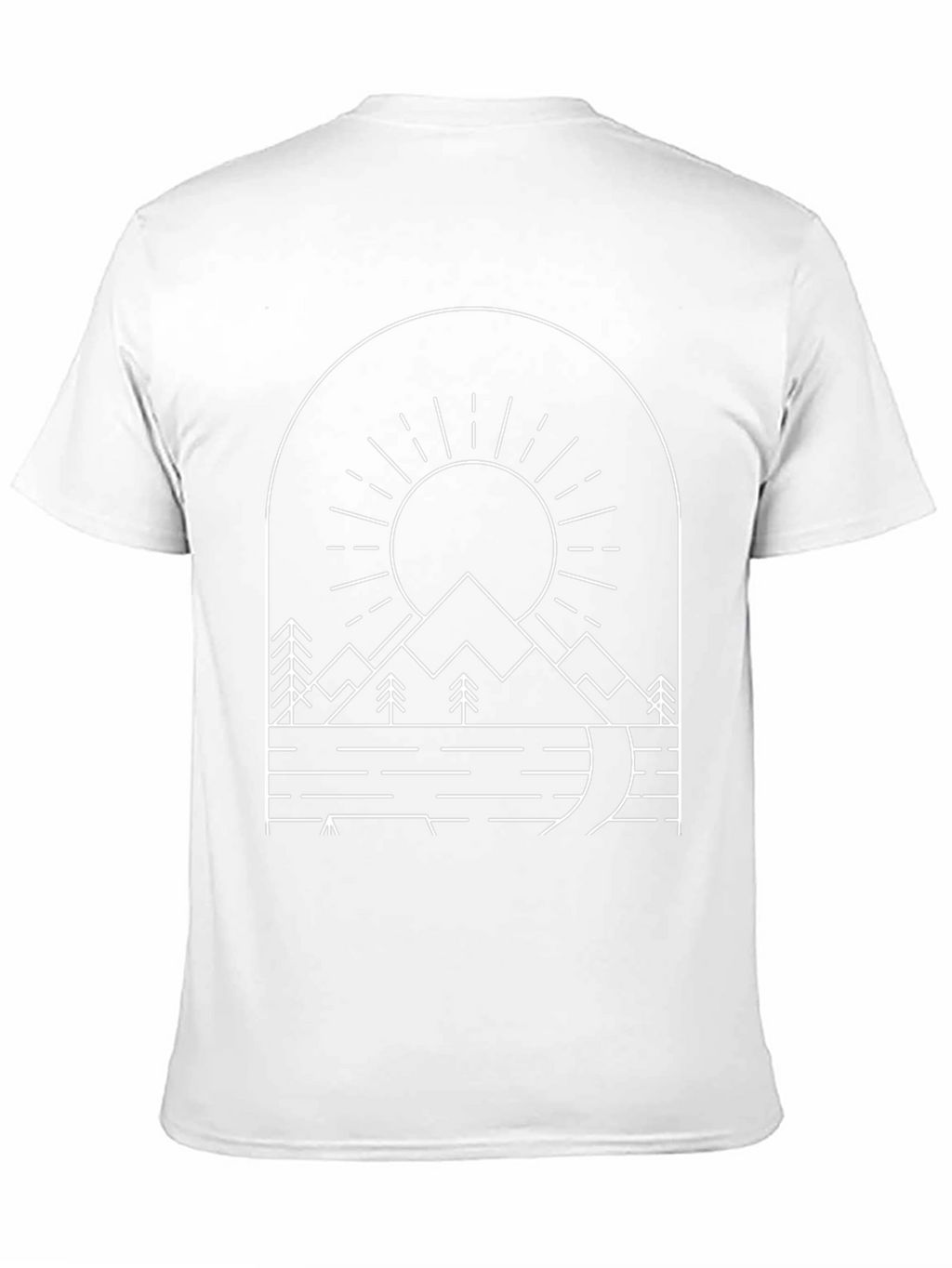 Minimalist Mountain Scene Black T-Shirt