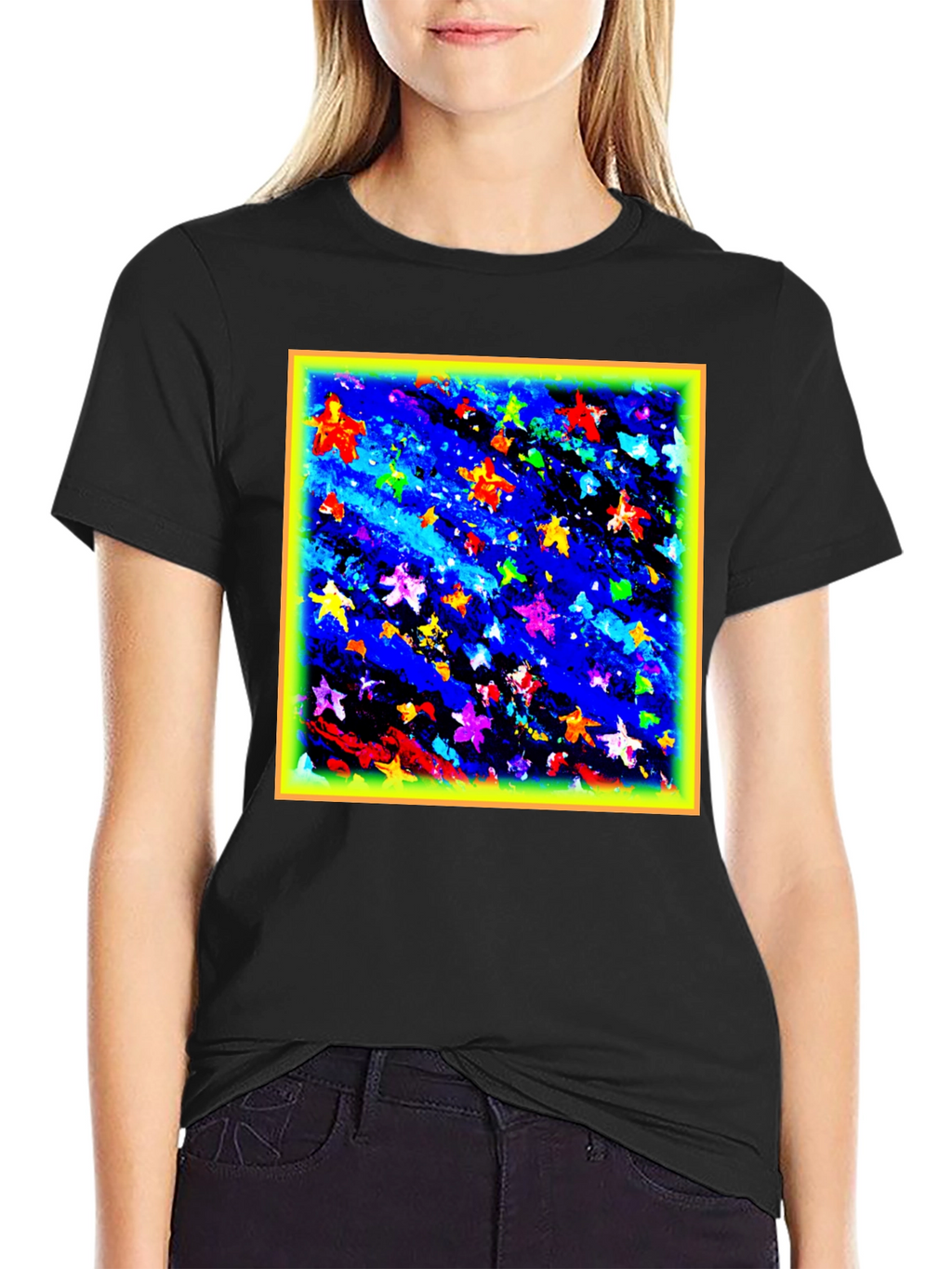 Abstract Stars Black T-Shirt