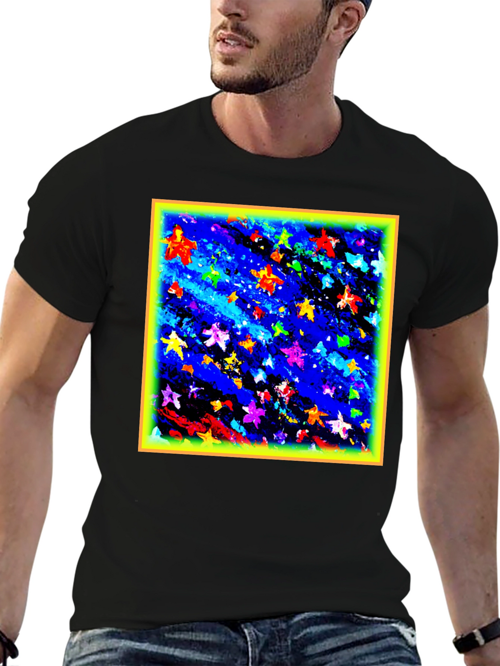 Abstract Stars Black T-Shirt