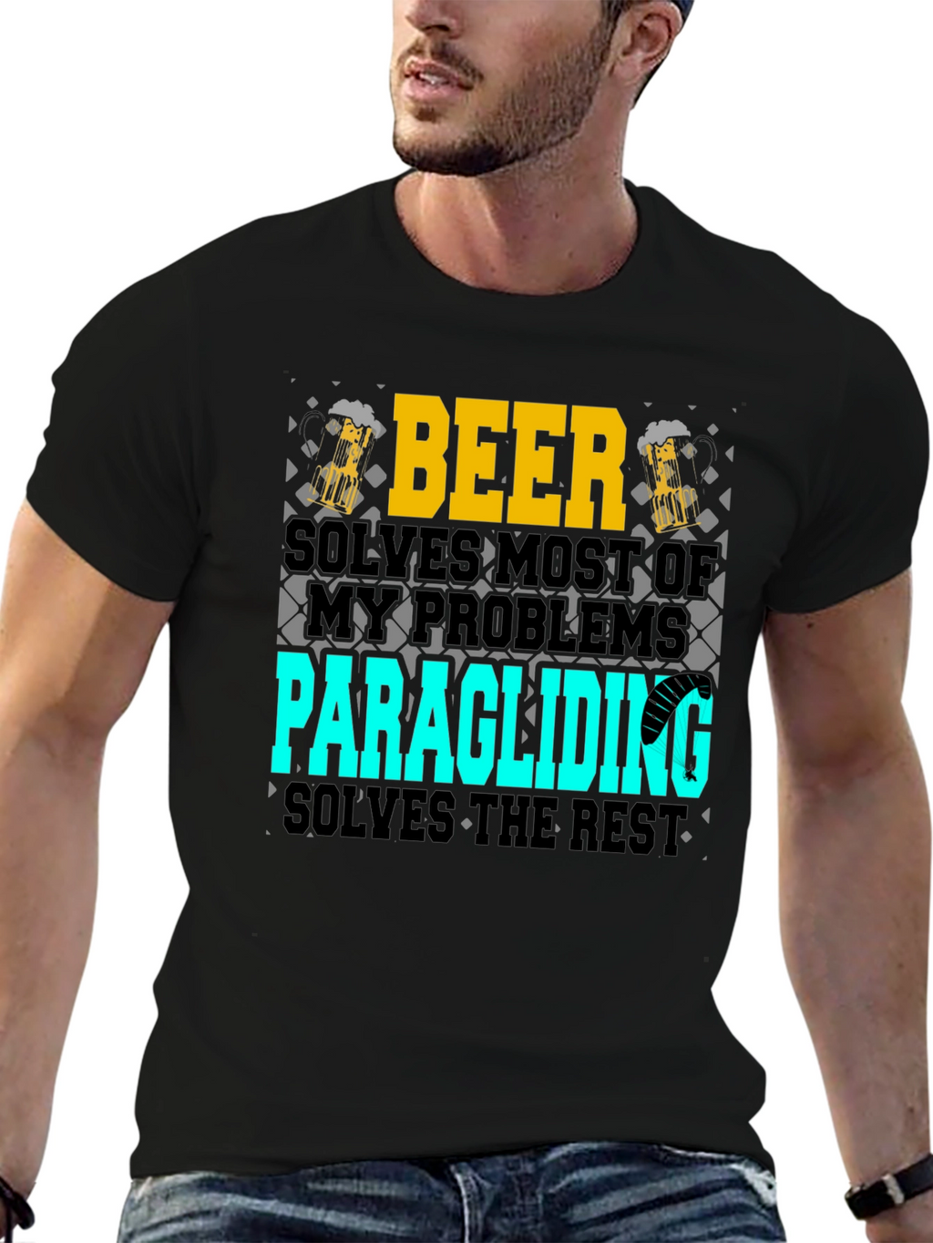 Beer & Paragliding T-Shirt - Solve Your Problems!