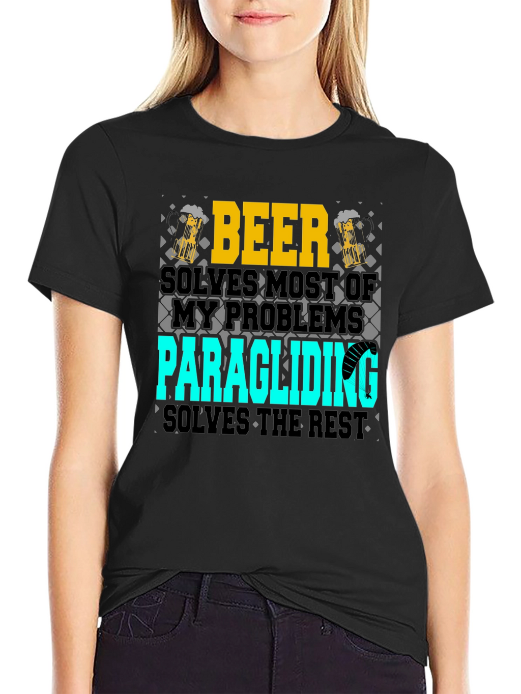 Beer & Paragliding T-Shirt - Solve Your Problems!