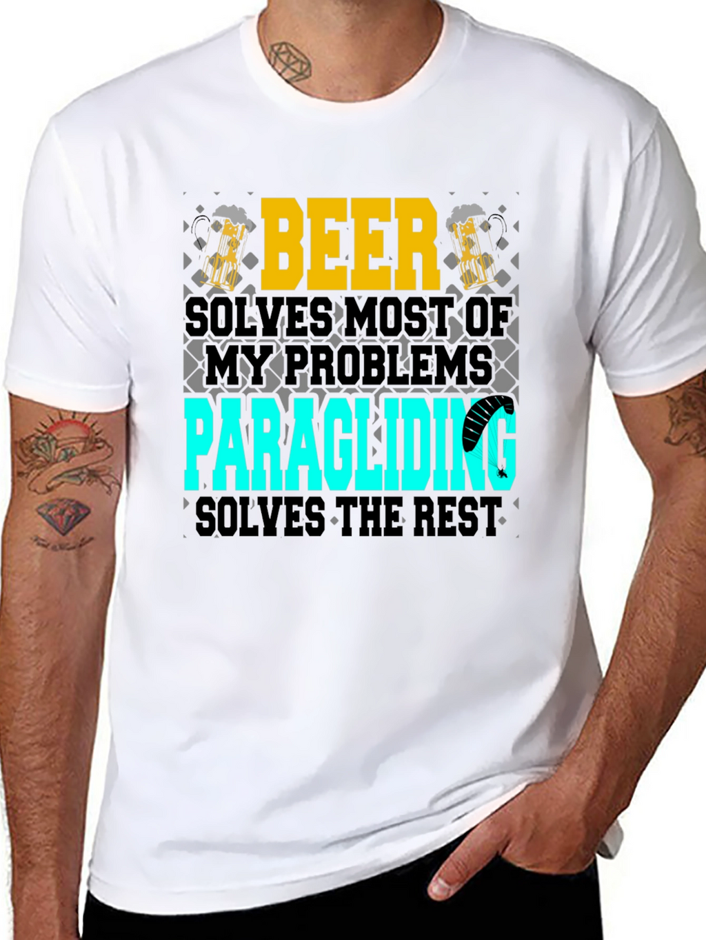 Beer & Paragliding T-Shirt - Solve Your Problems!