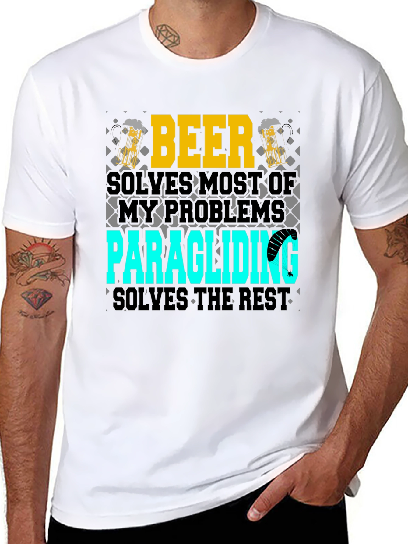 Beer & Paragliding T-Shirt - Solve Your Problems!